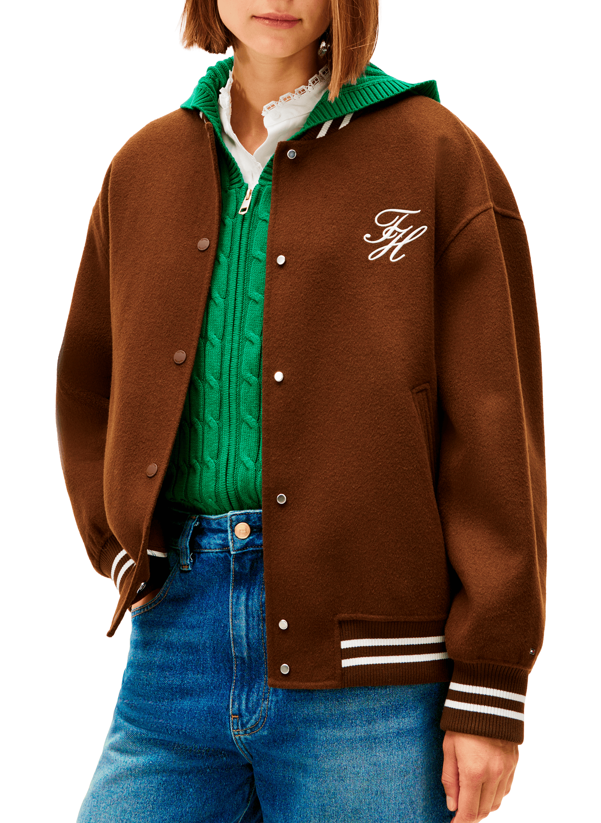 Veste Teddy en laine mélangée TOMMY HILFIGER Marron