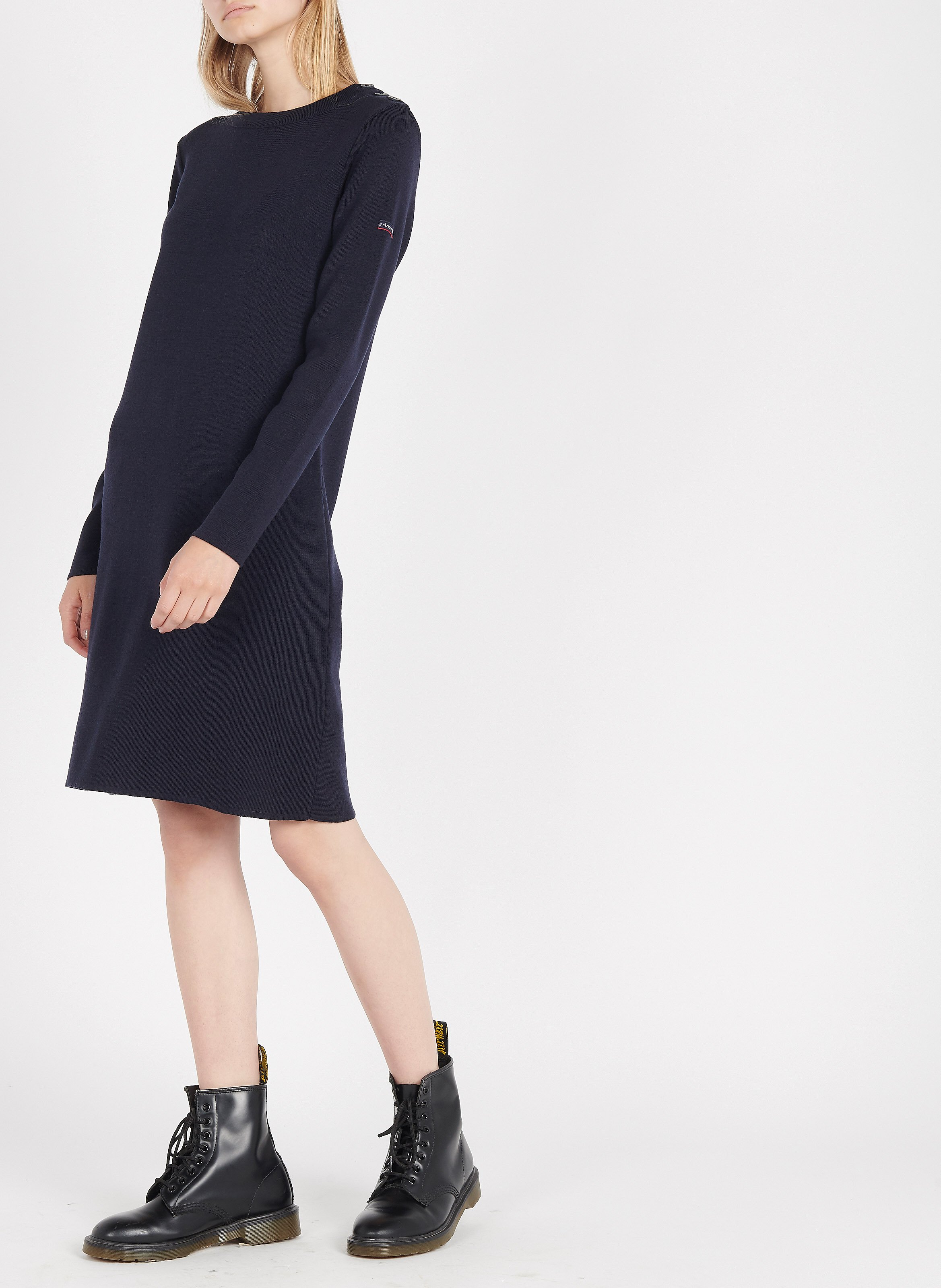 Robe courte manches longues rayée en laine ARMOR-LUX Bleu