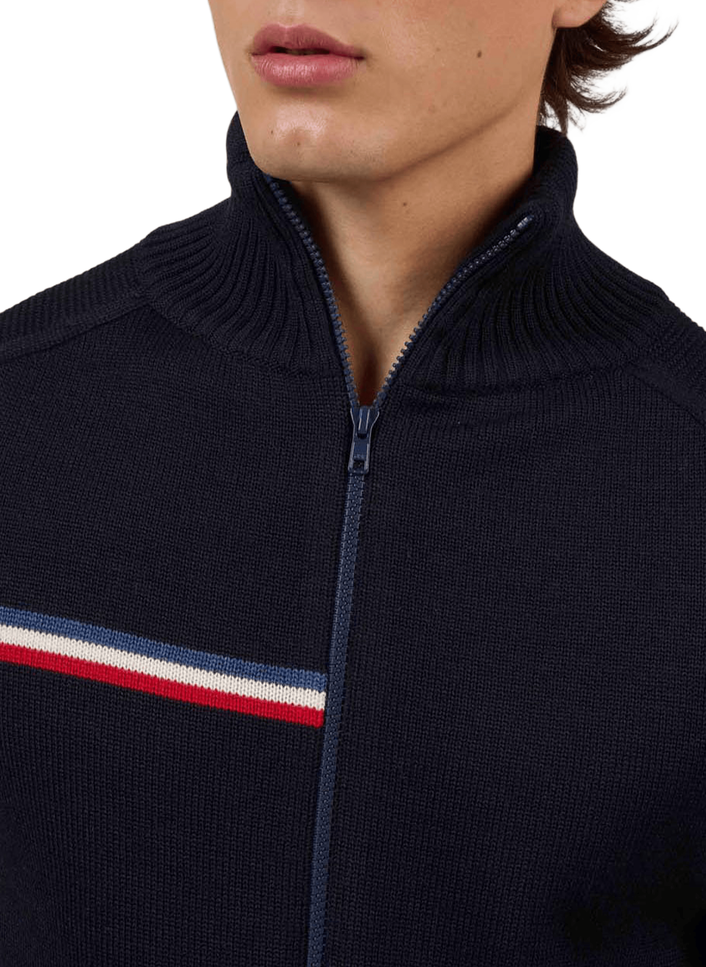 Sweat zippé à col montant en laine mérinos ROSSIGNOL Bleu