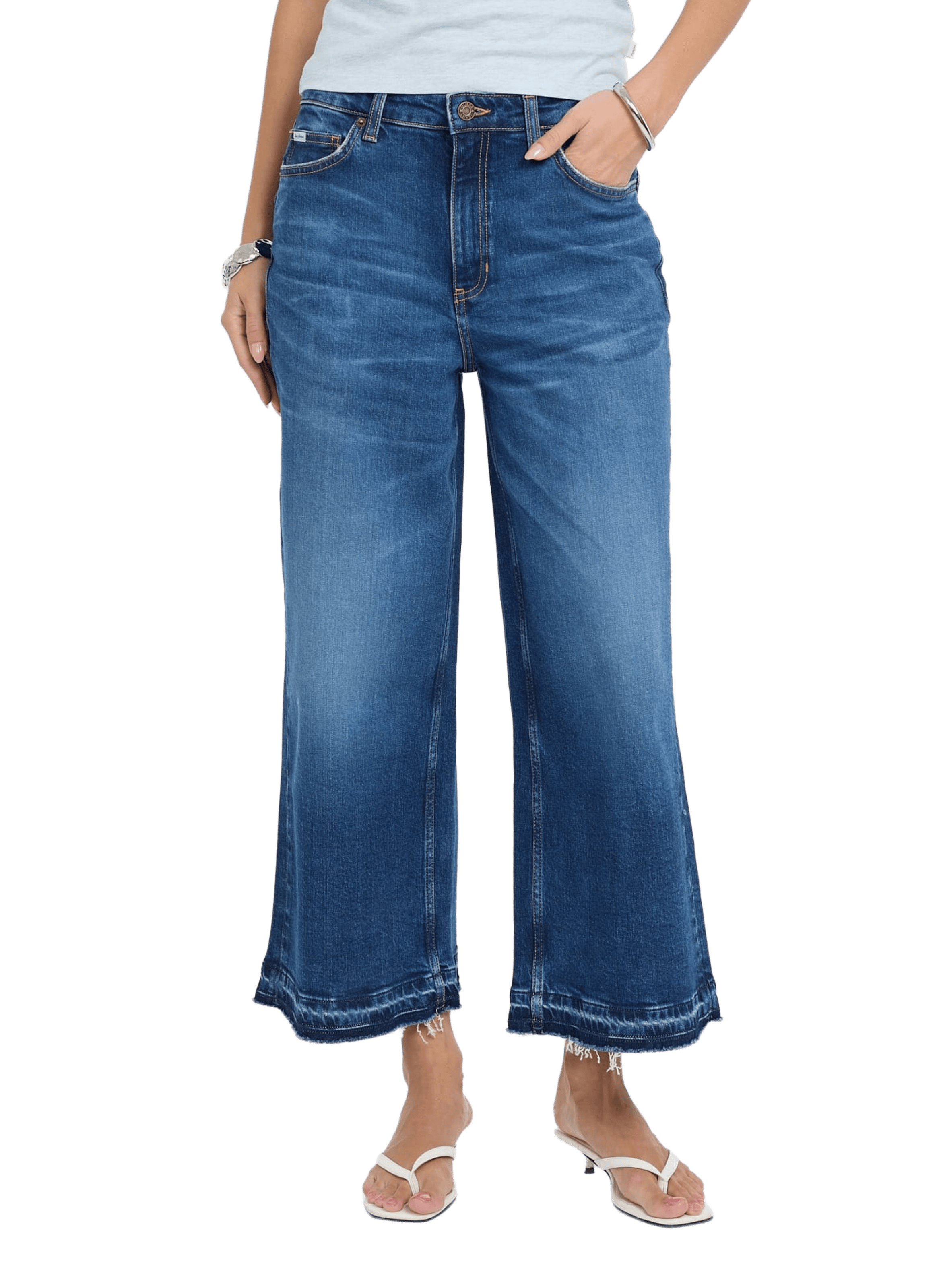 Jean large crapped en coton mélangé GUESS Bleu