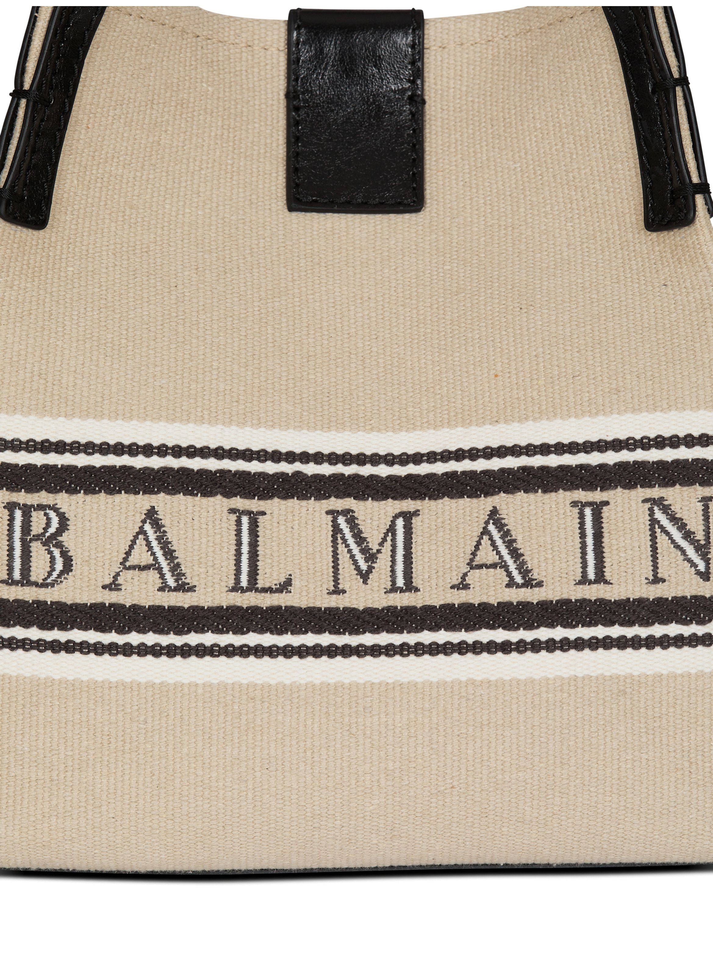 Sac release bucket en toile et cuir de veau BALMAIN Beige