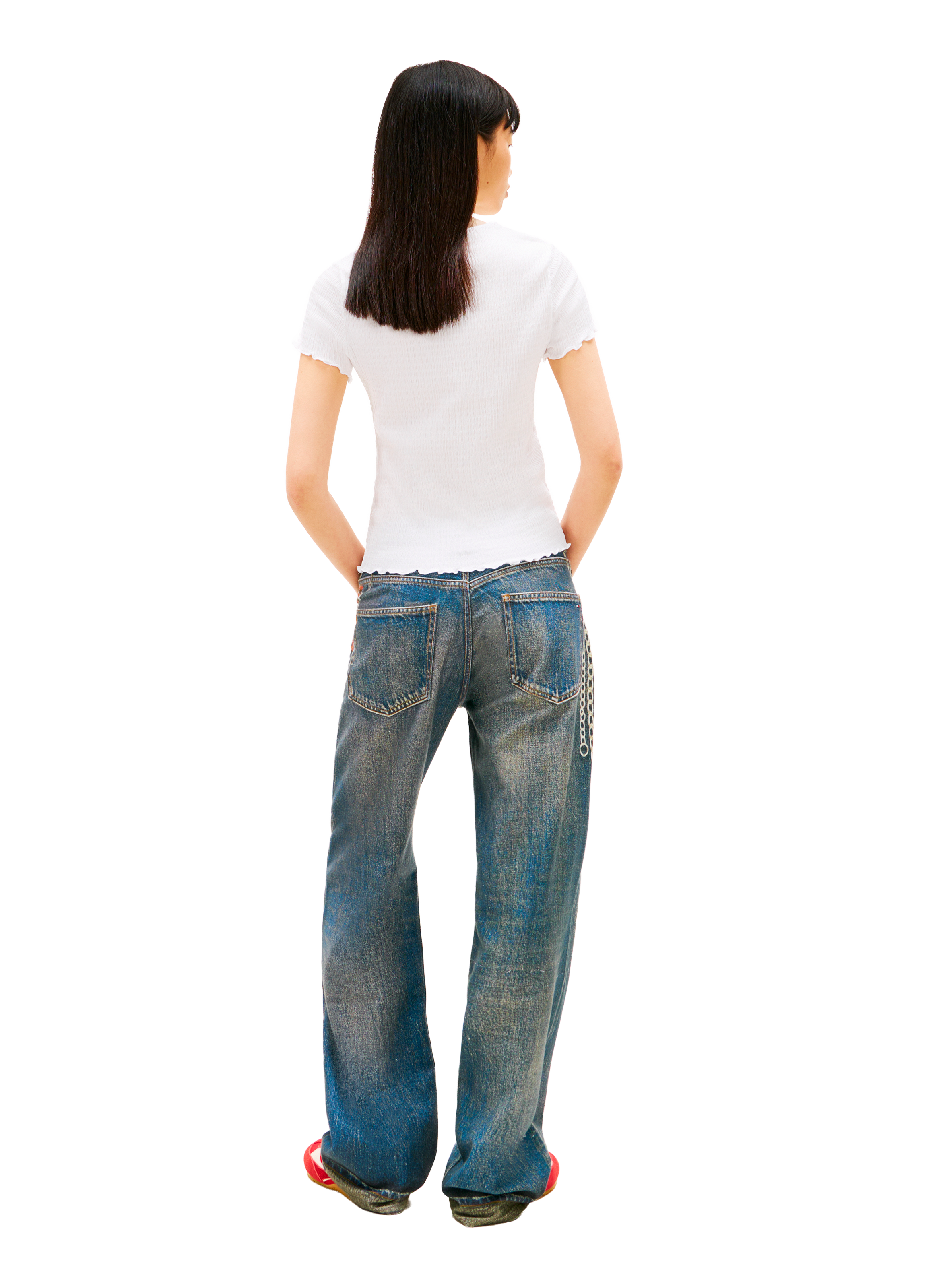 Ribbed logo T-shirt TOMMY HILFIGER White