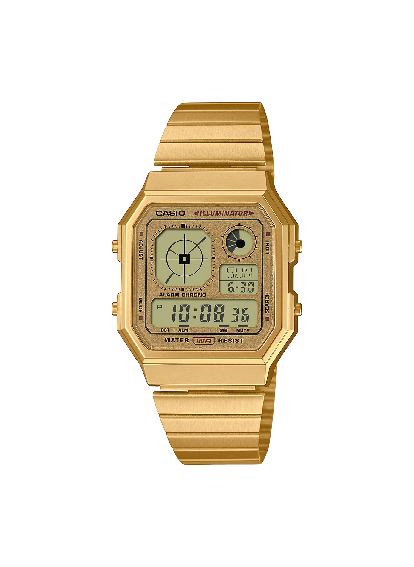Montre double affichage acier inoxydable CASIO Doré