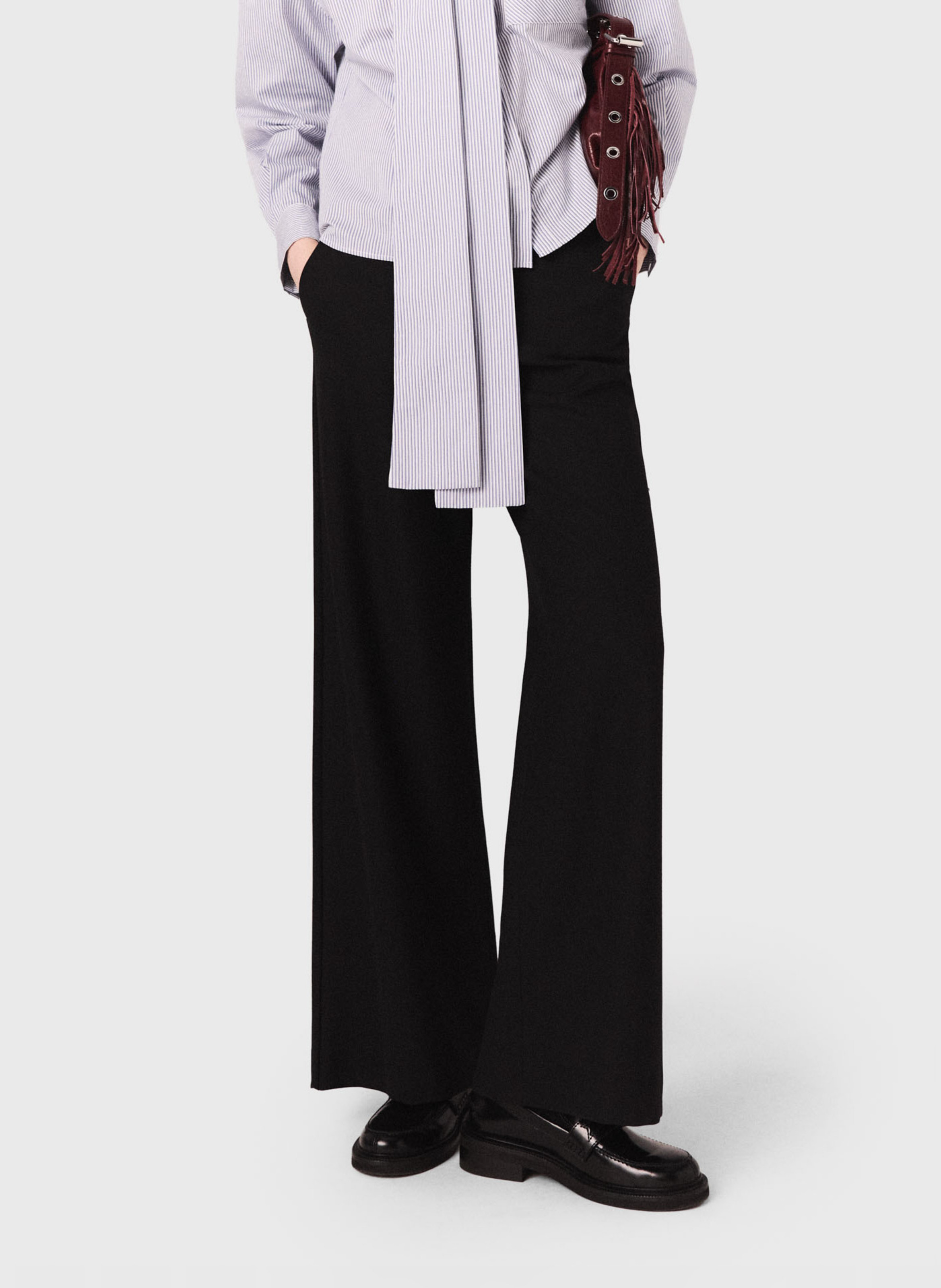 Pantalon flare en laine mélangée MAJE Noir