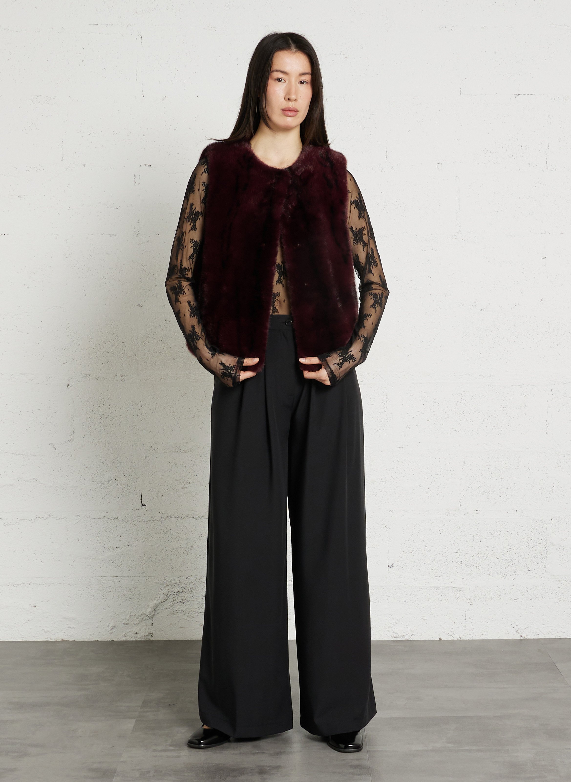 Gilet en fourrure synthétique brooklyn MAISON 123 Rouge