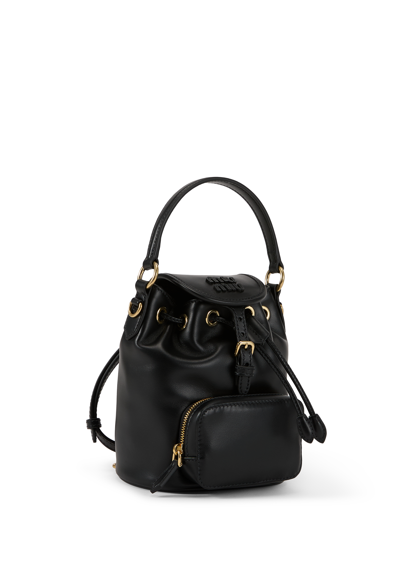 Mini sac à dos en cuir de veau MIU MIU Noir