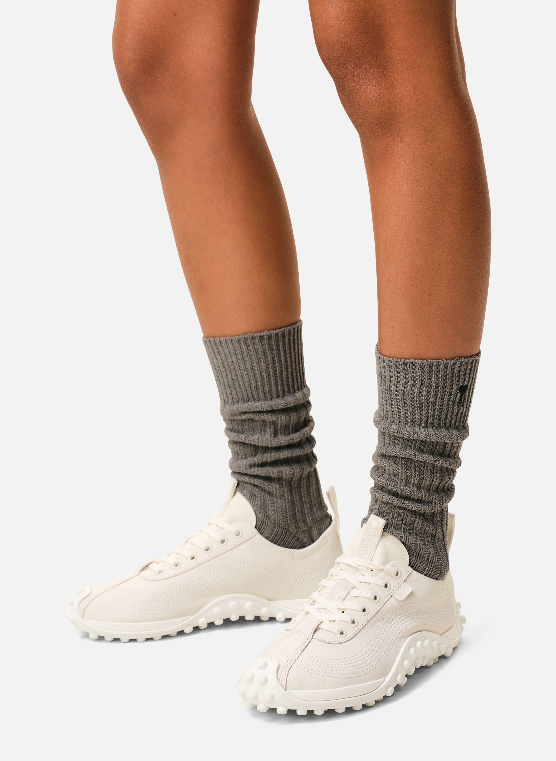 Baskets Mirage En Cuir Lisse unisexes AMI PARIS Blanc