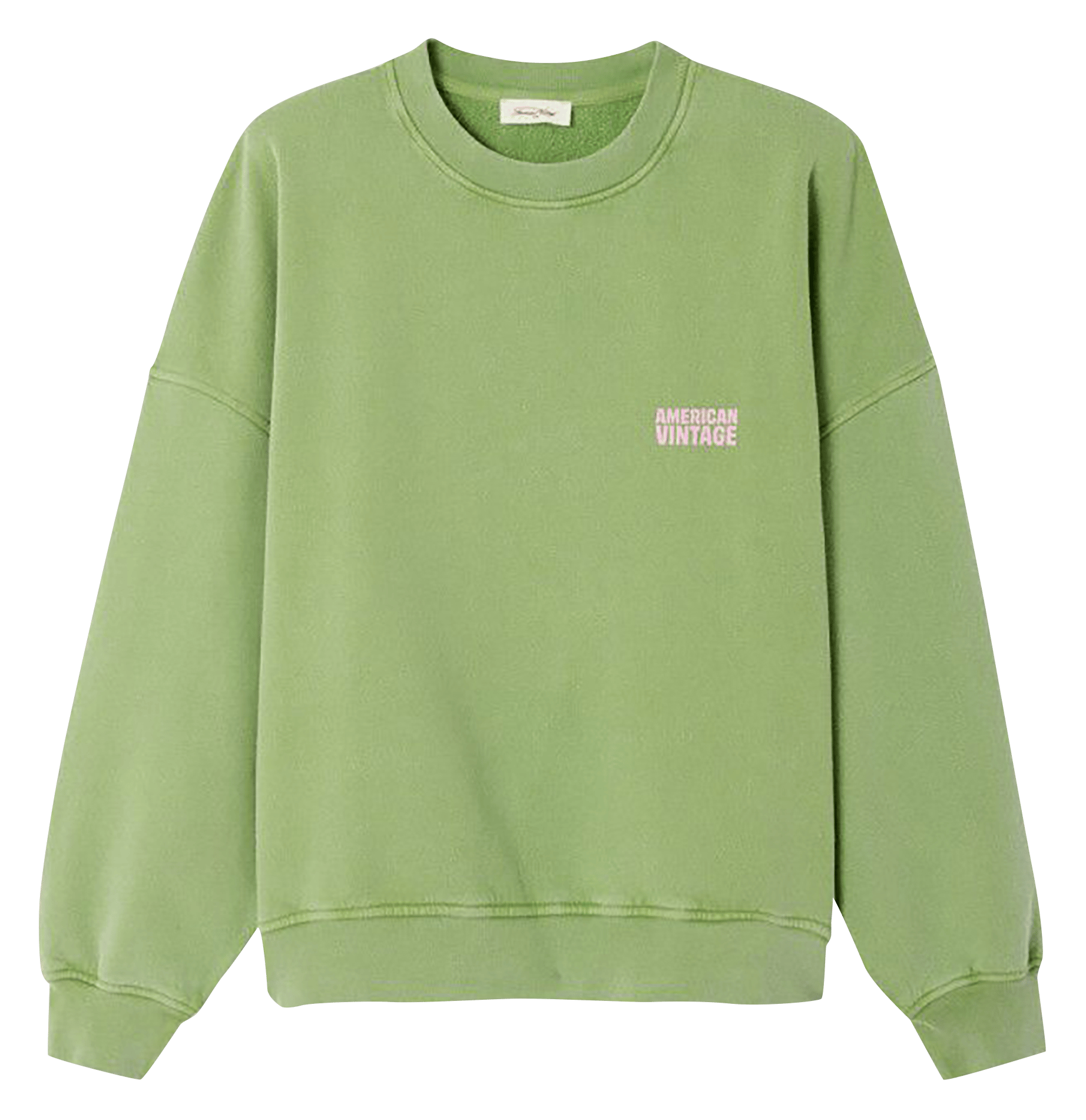 Sweat ample col rond sérigraphié en coton plizzy AMERICAN VINTAGE Vert