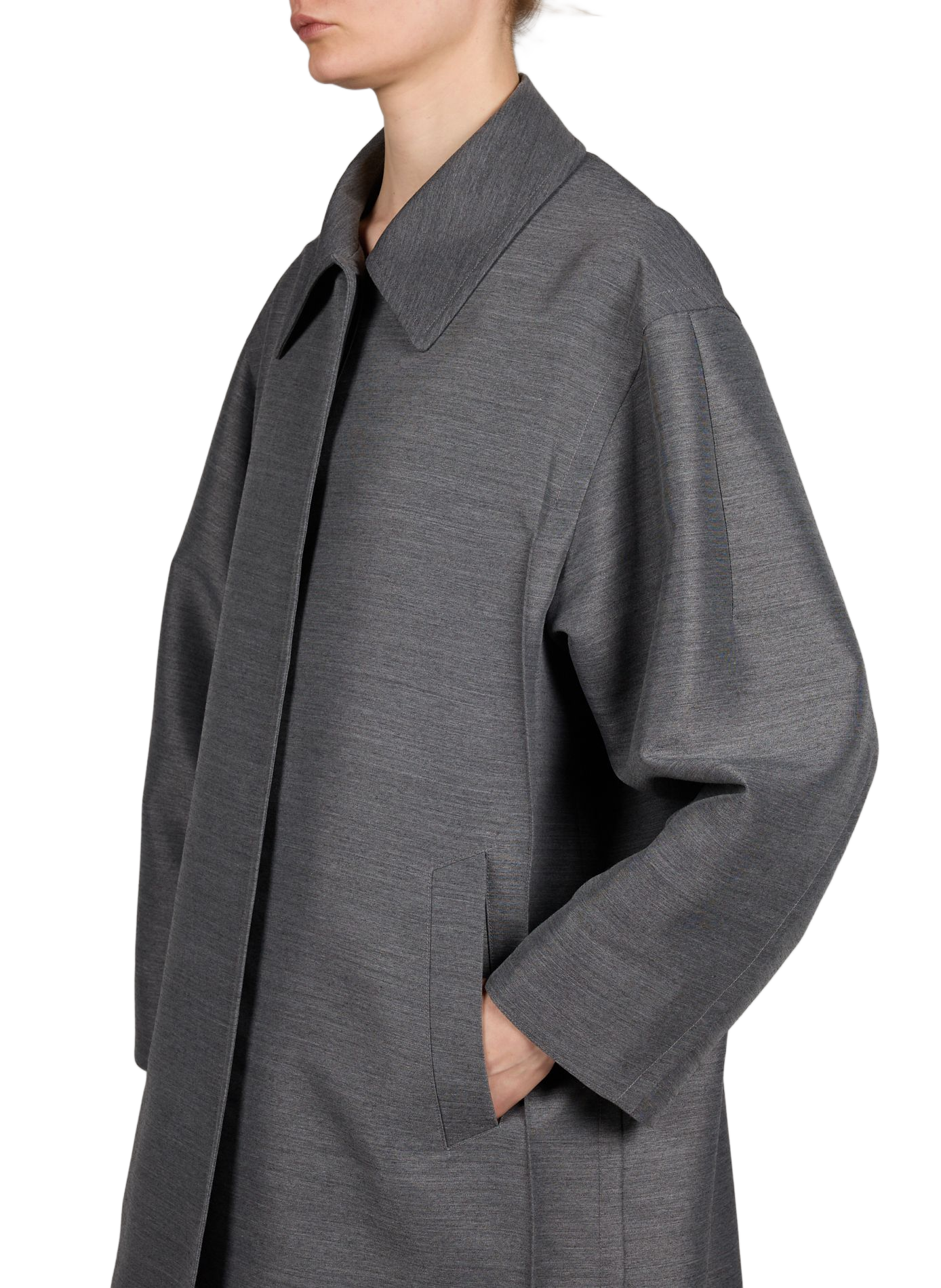 Manteau long et droit en laine mélangée SANDBEIGE Gris