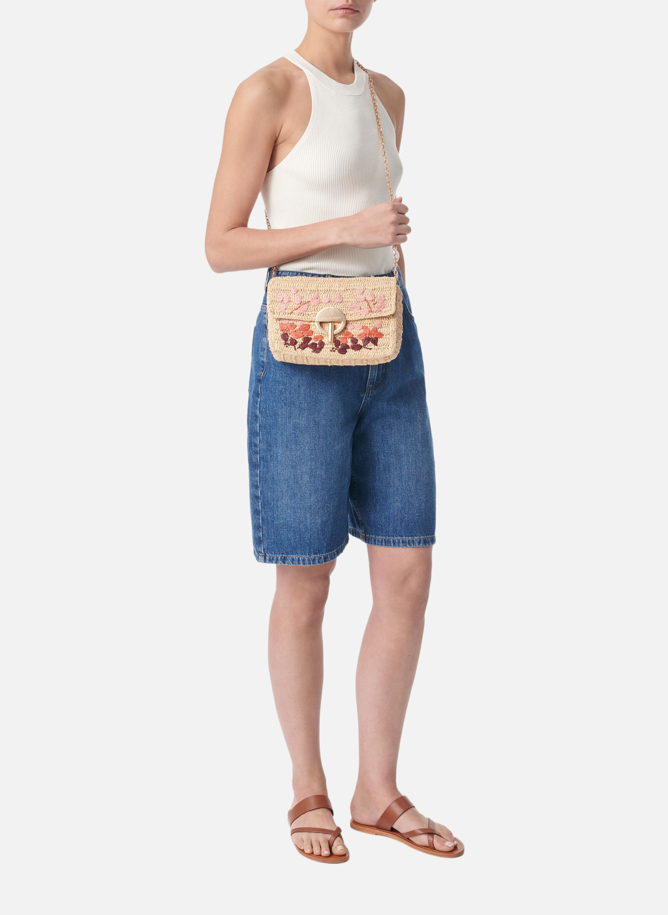 Moyen sac moon en raphia VANESSA BRUNO Multicolore