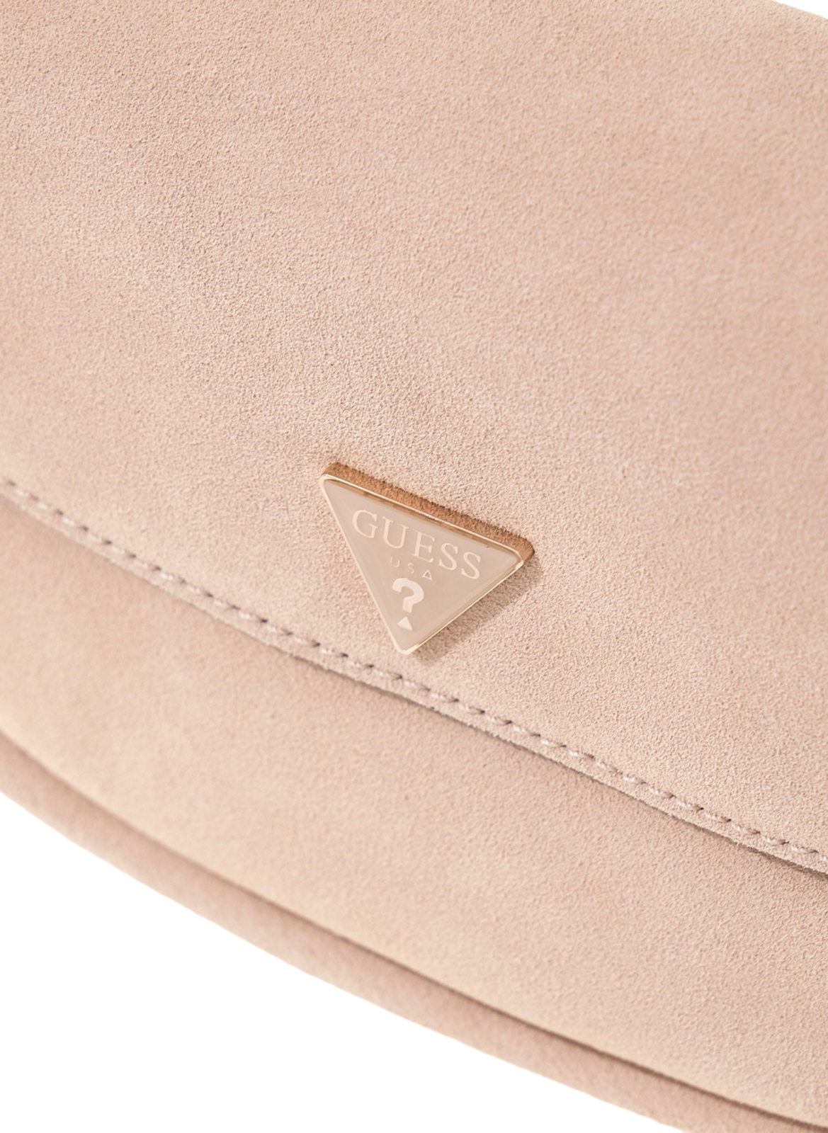 Suede leather shoulder bag GUESS Beige