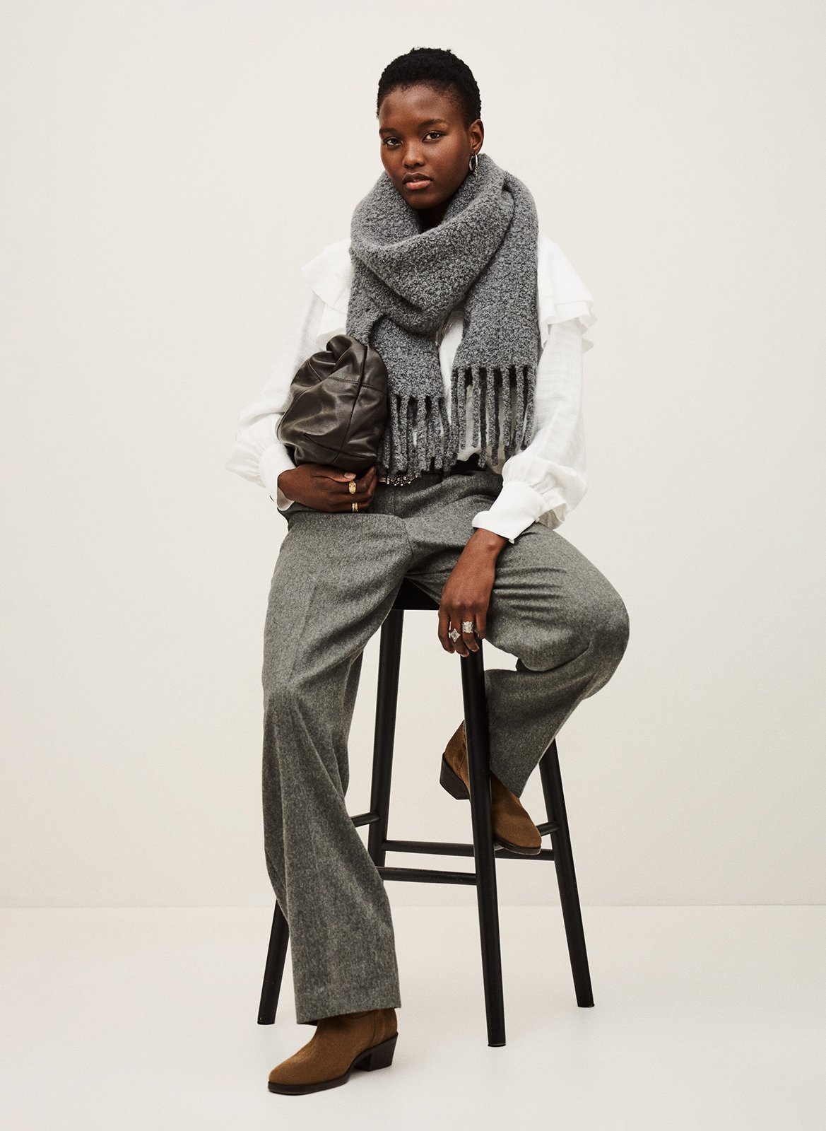 Pantalon large en maille wani BA&SH Noir