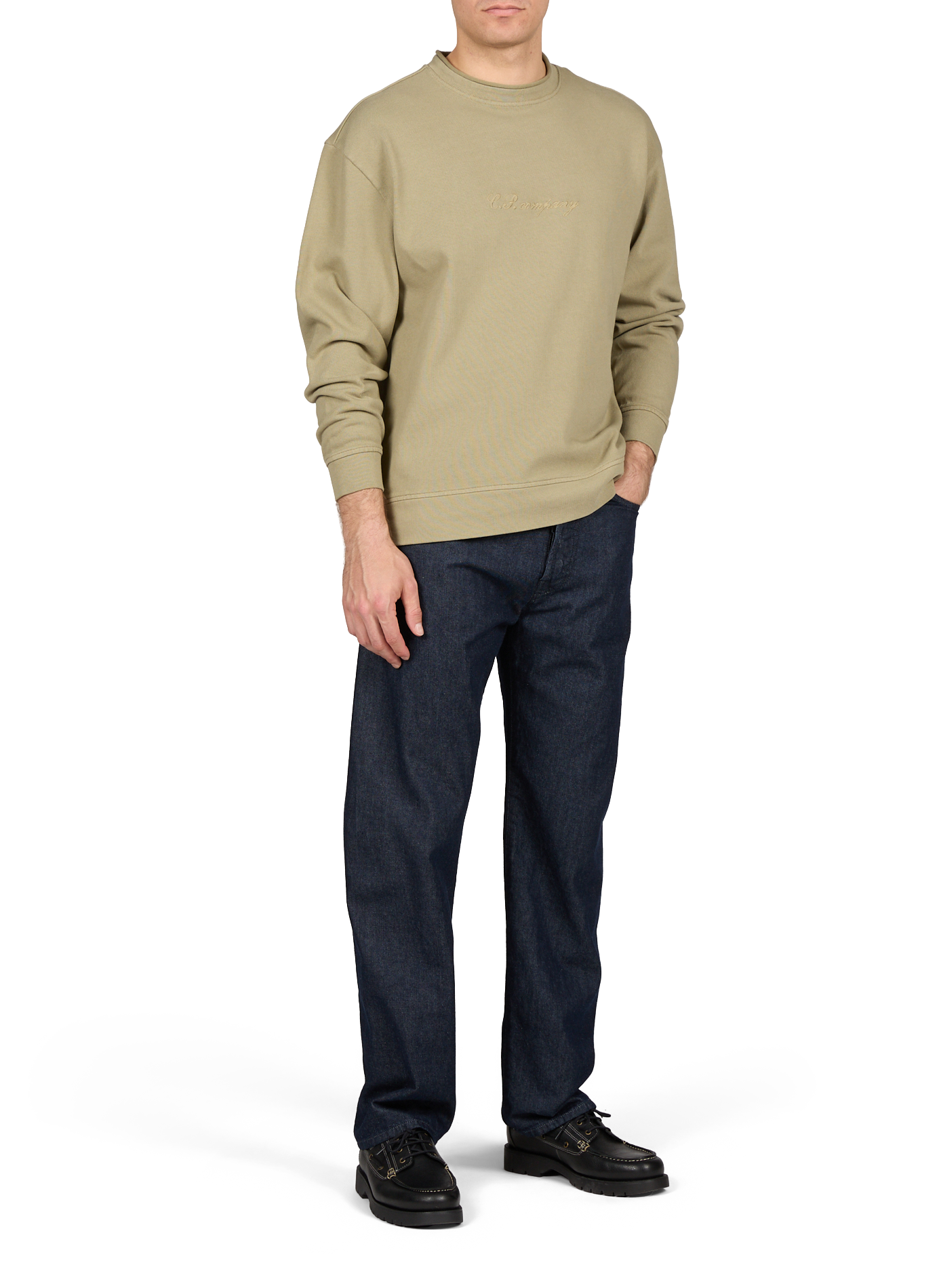 Straight sweatshirt in cotton knit CP COMPANY Green