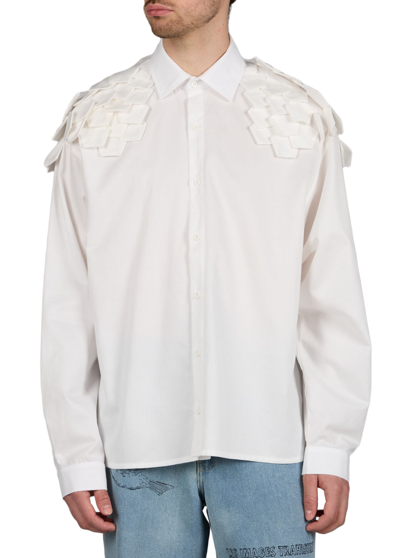 Long-sleeved cotton shirt PAS UNE MARQUE White