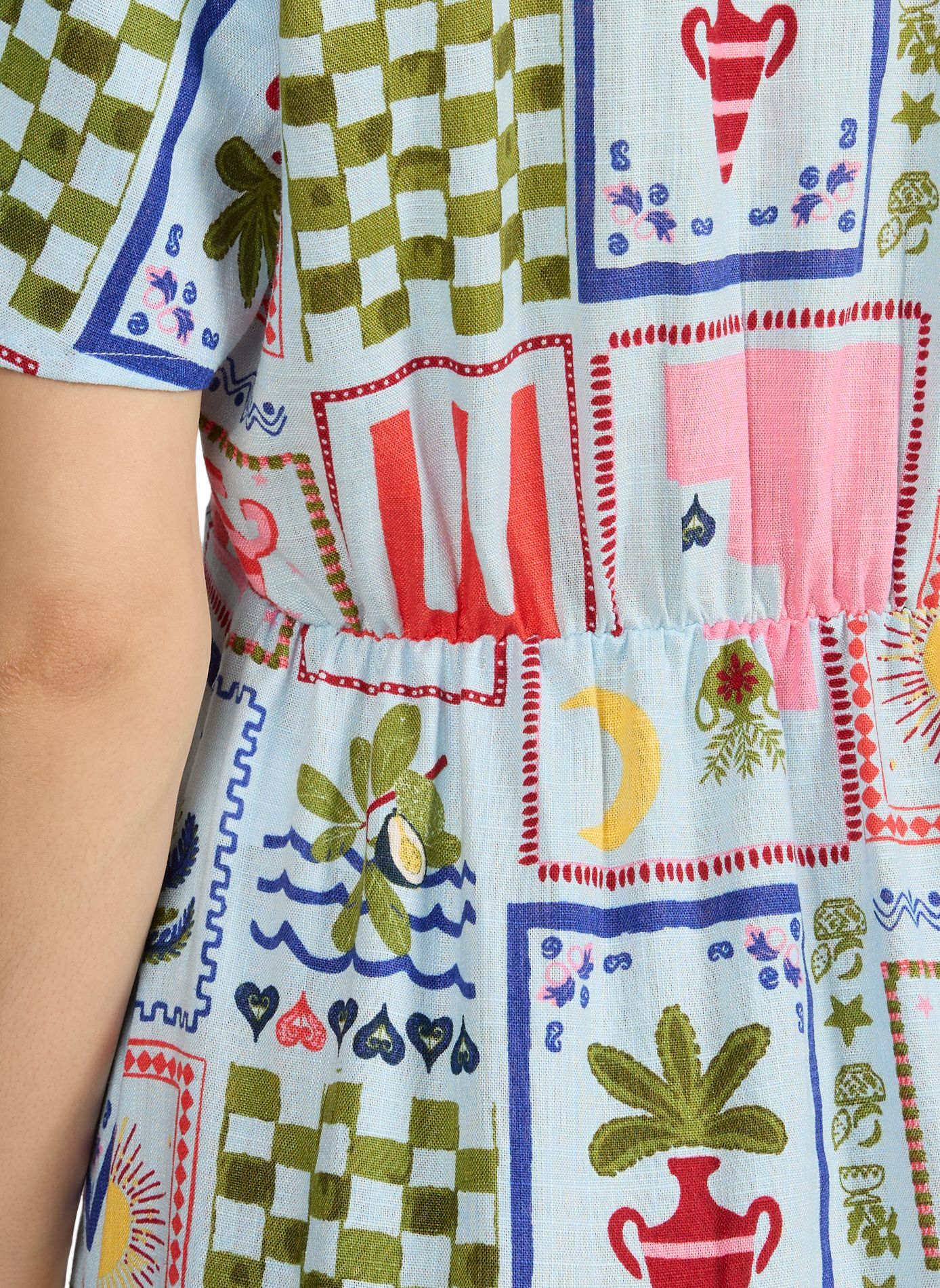 Printed midi dress with short sleeves OBJECT Blue