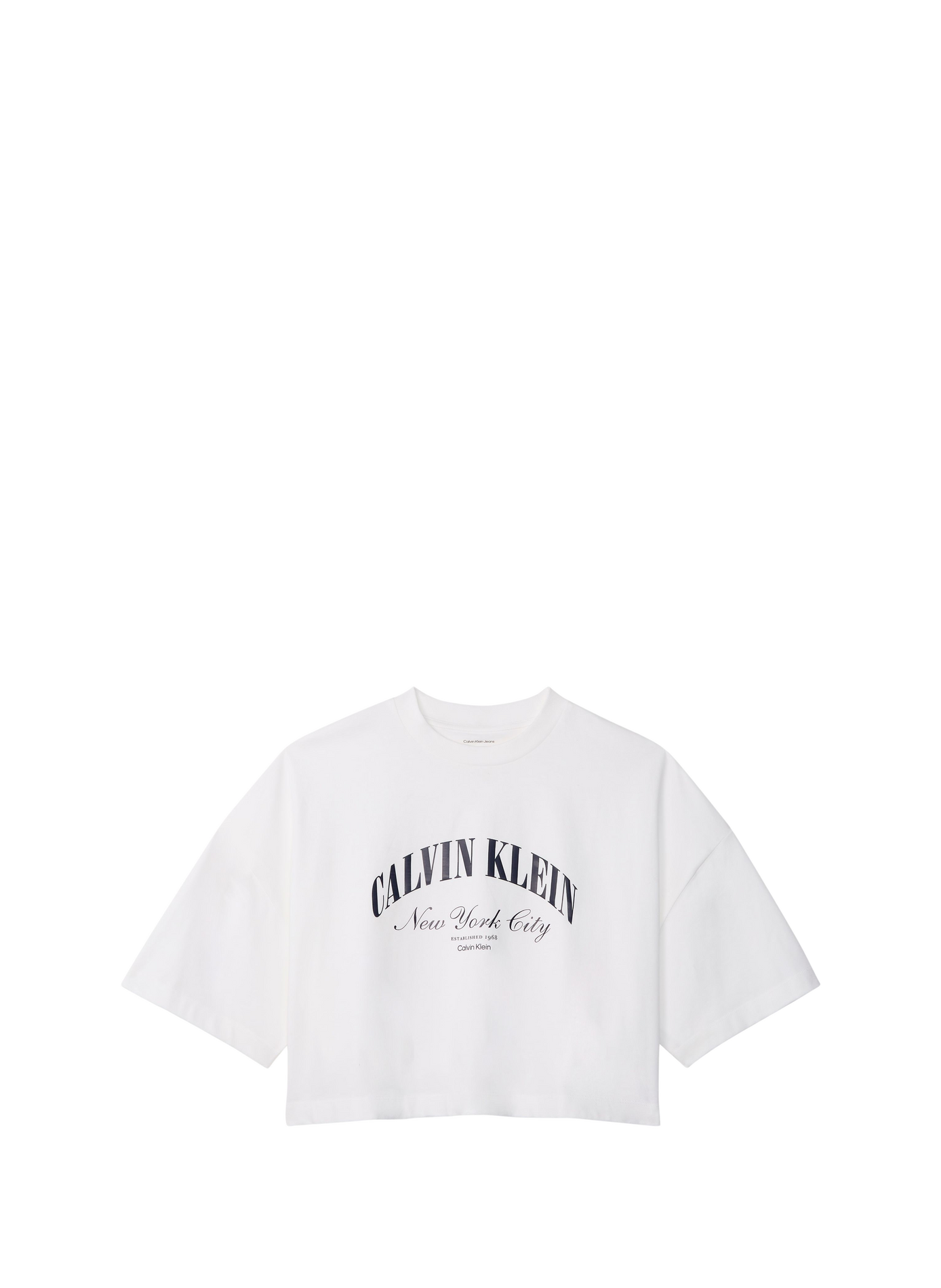 T-shirt cropped imprimé en coton CALVIN KLEIN White