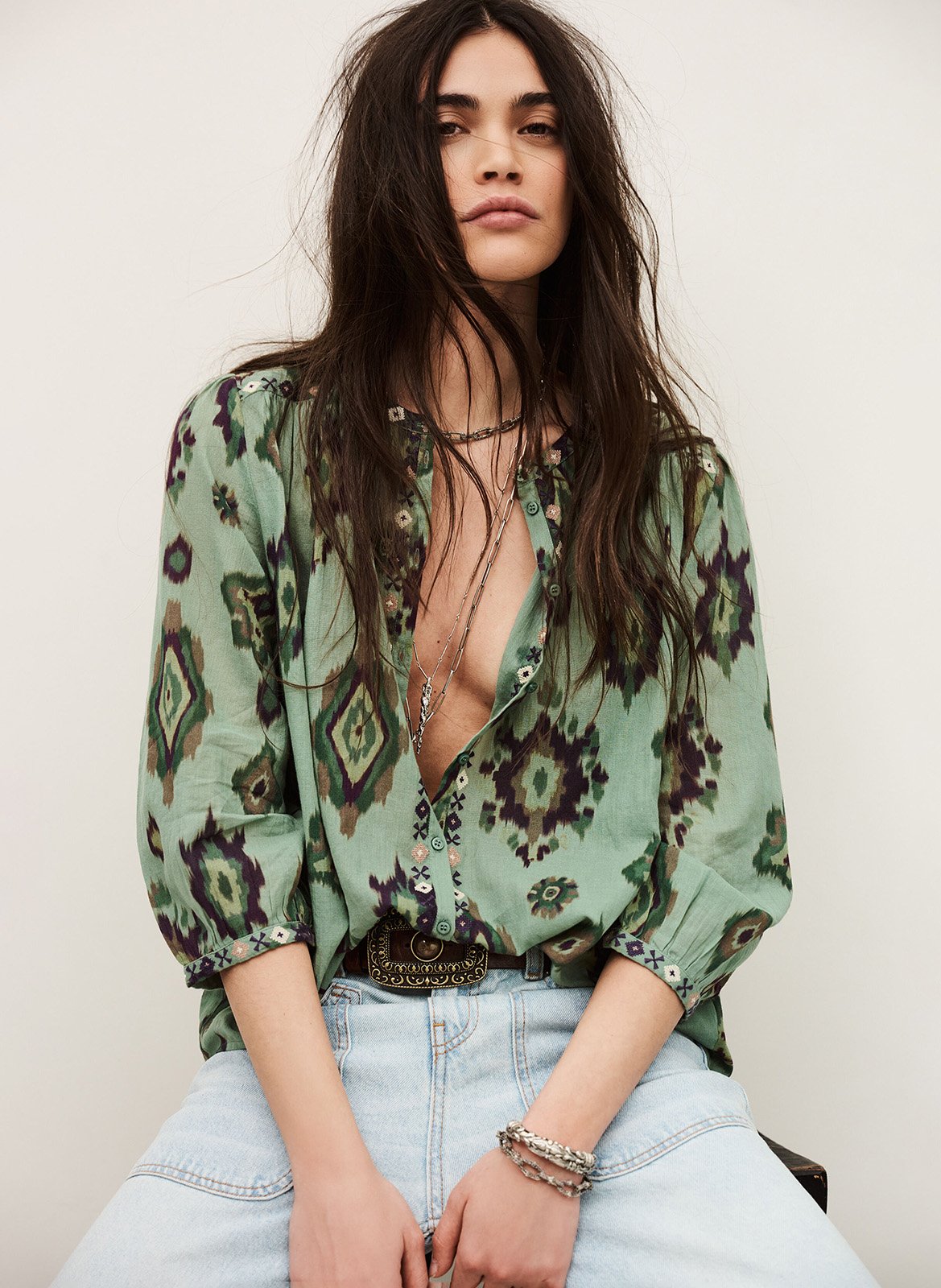 Chemise col classique en coton odelie BA&SH Vert