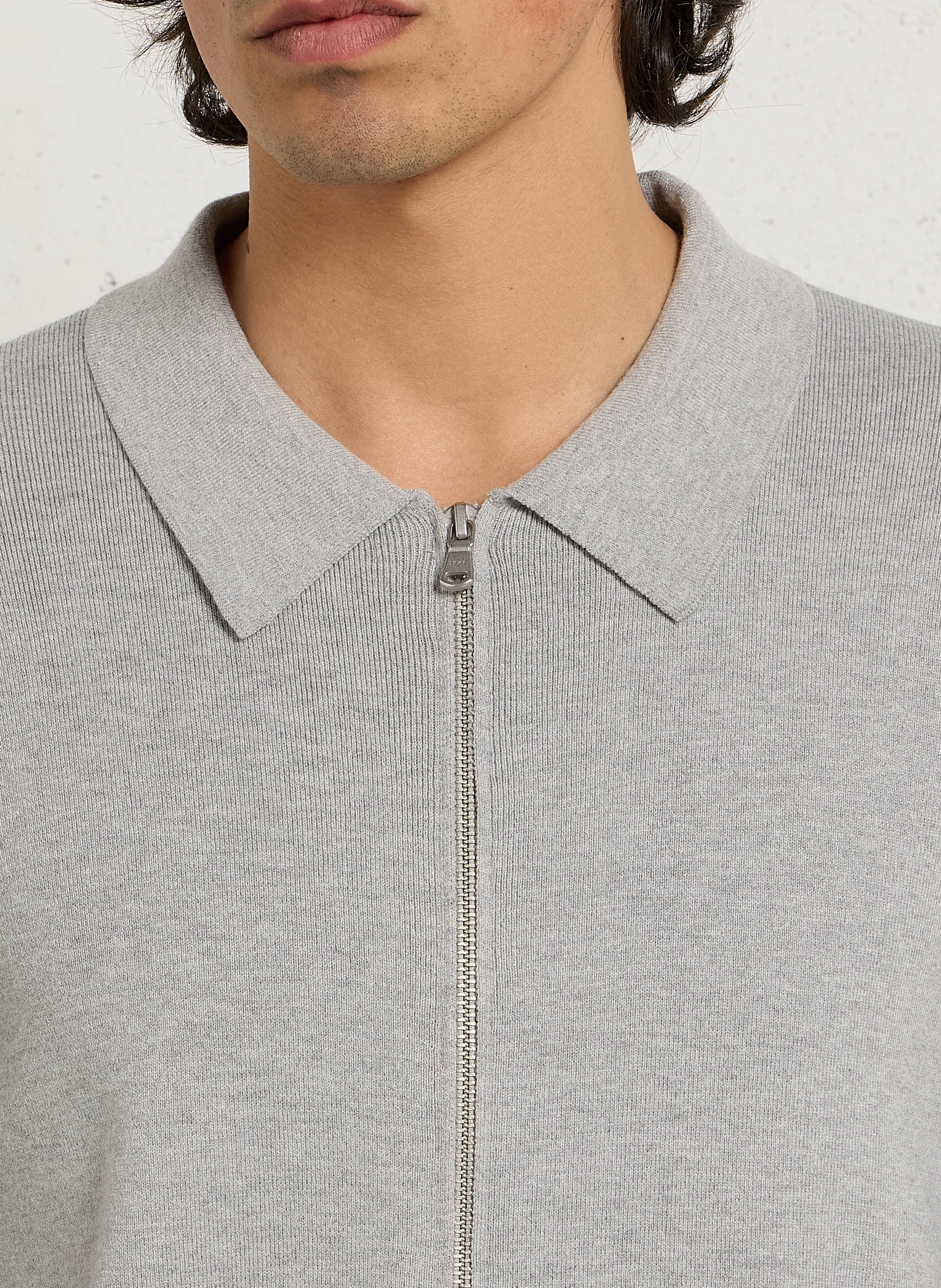 Cardigan droit col classique en maille IKKS Gris