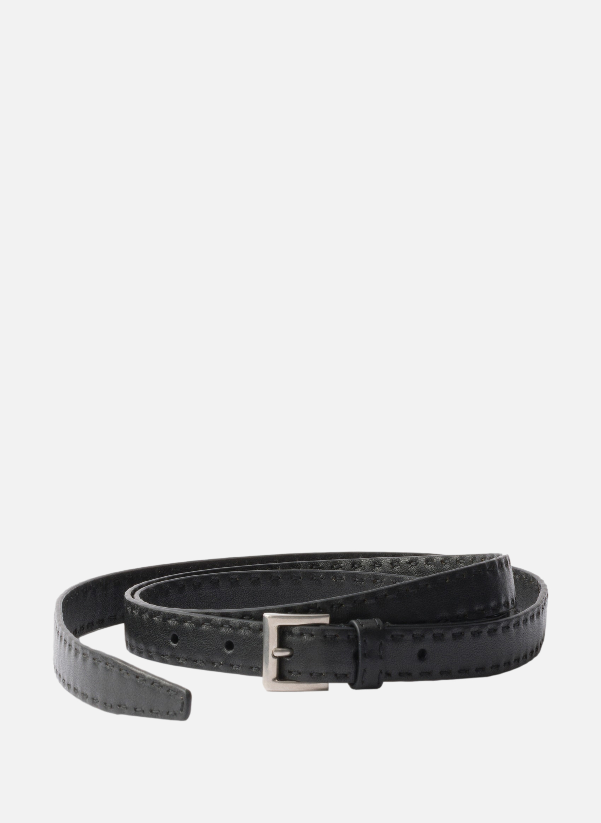 Ceinture en cuir à effet vieilli PRADA Noir