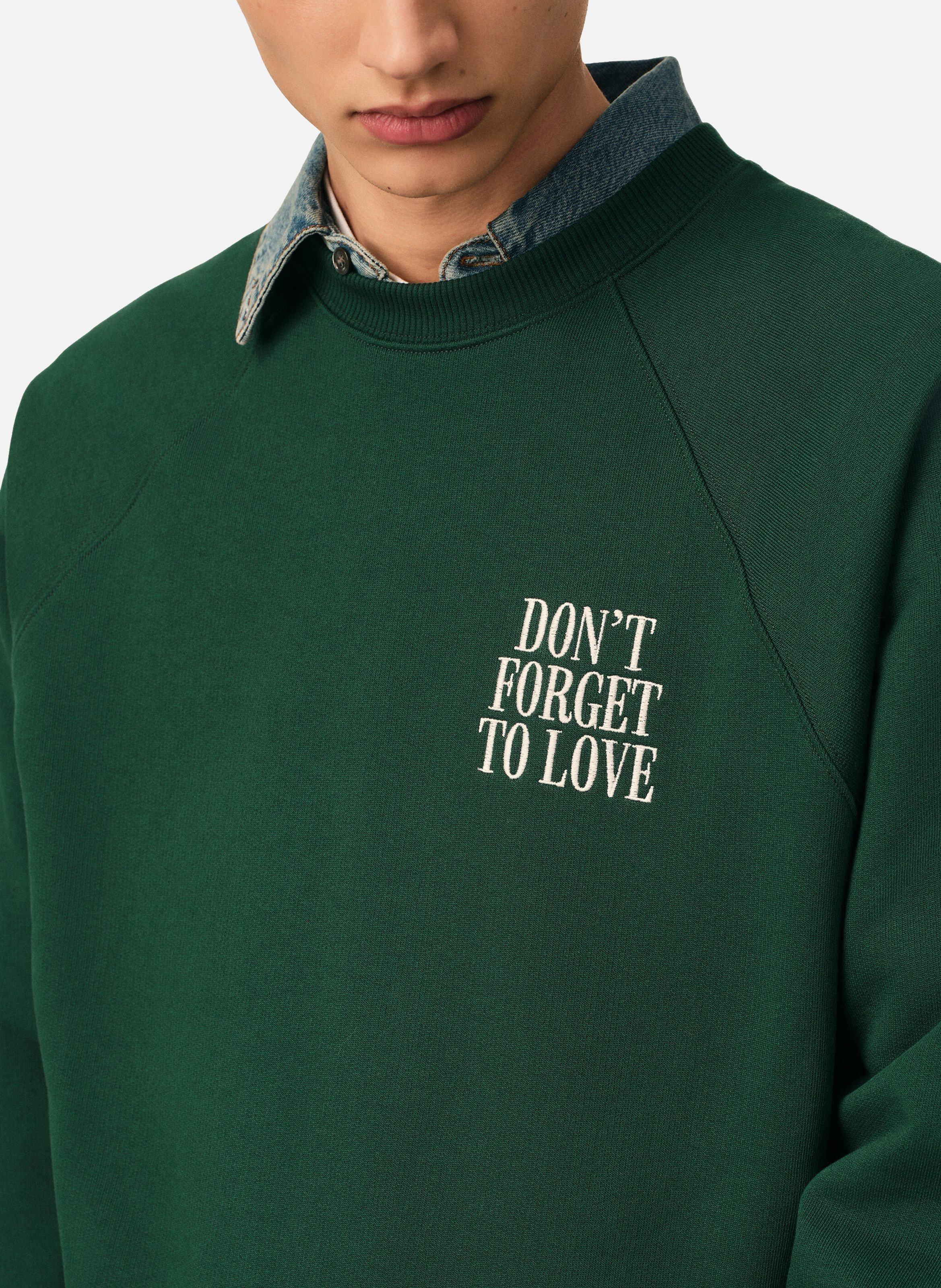 Sweatshirt unisexe en coton "don't forget to love" AMI PARIS Vert