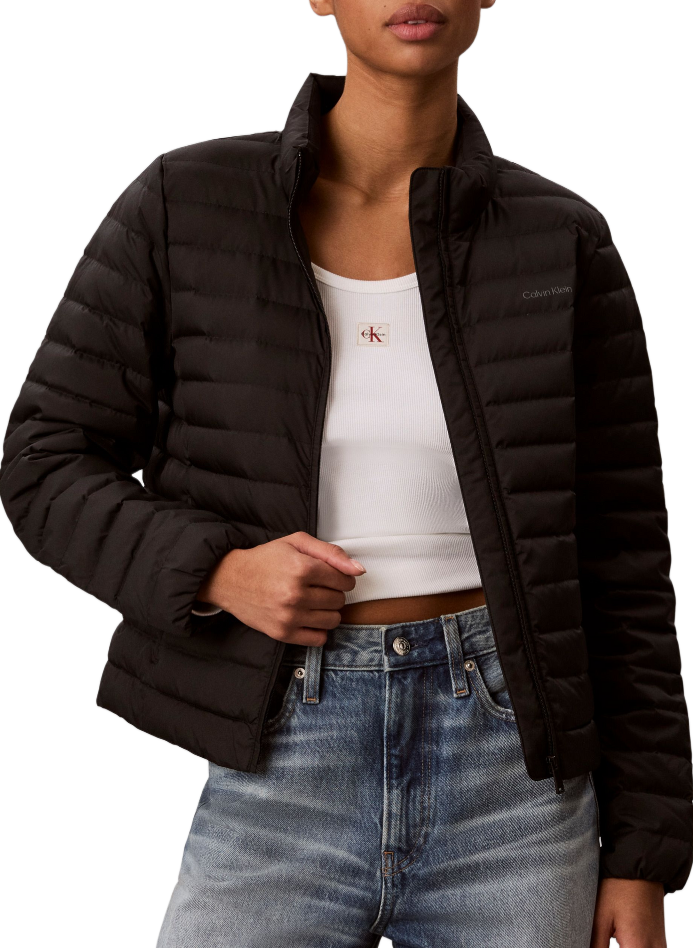 Quilted jacket with high collar CALVIN KLEIN Black