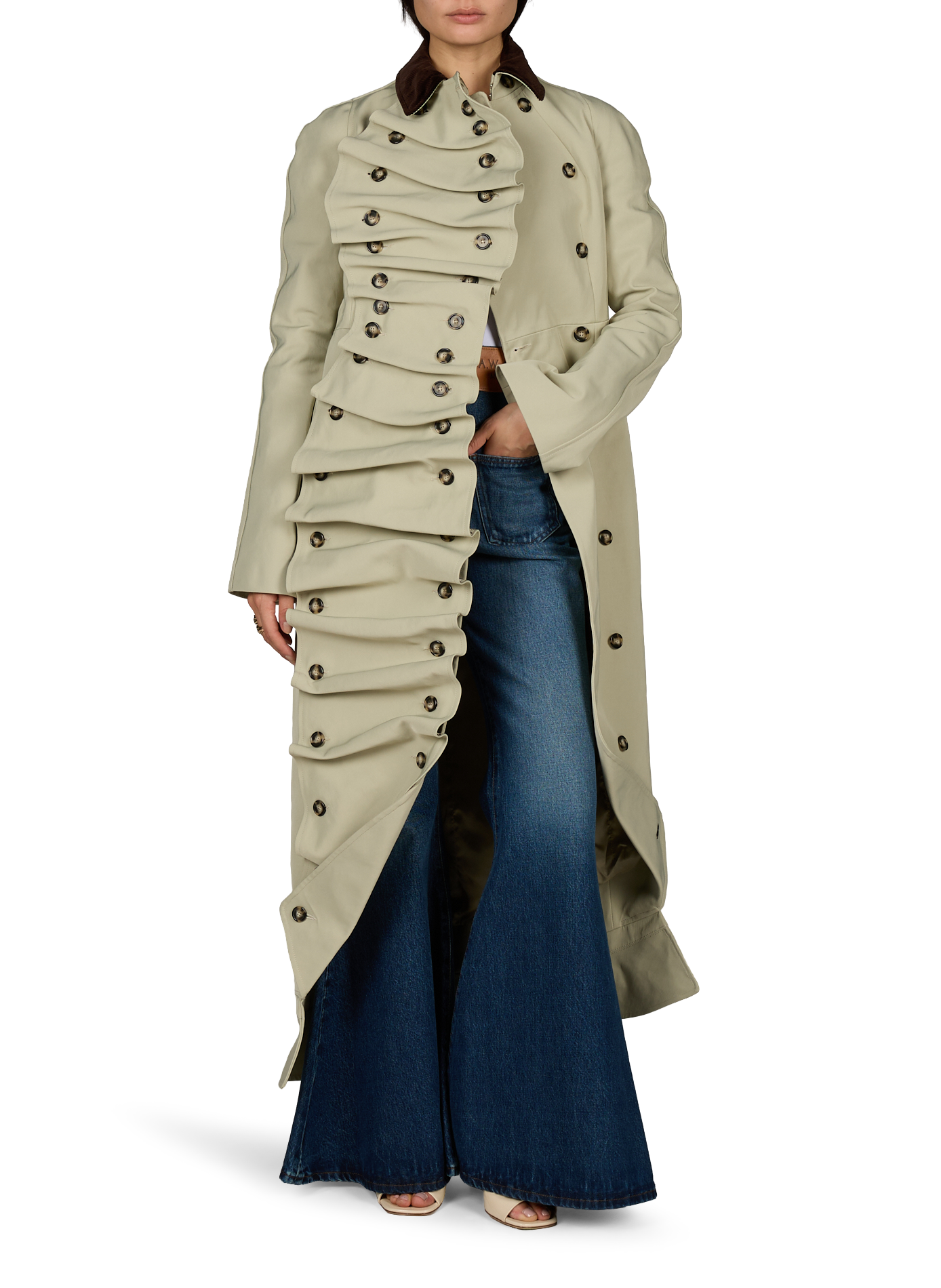 High-waisted solid color flare jeans A.W.A.K.E. MODE Blue