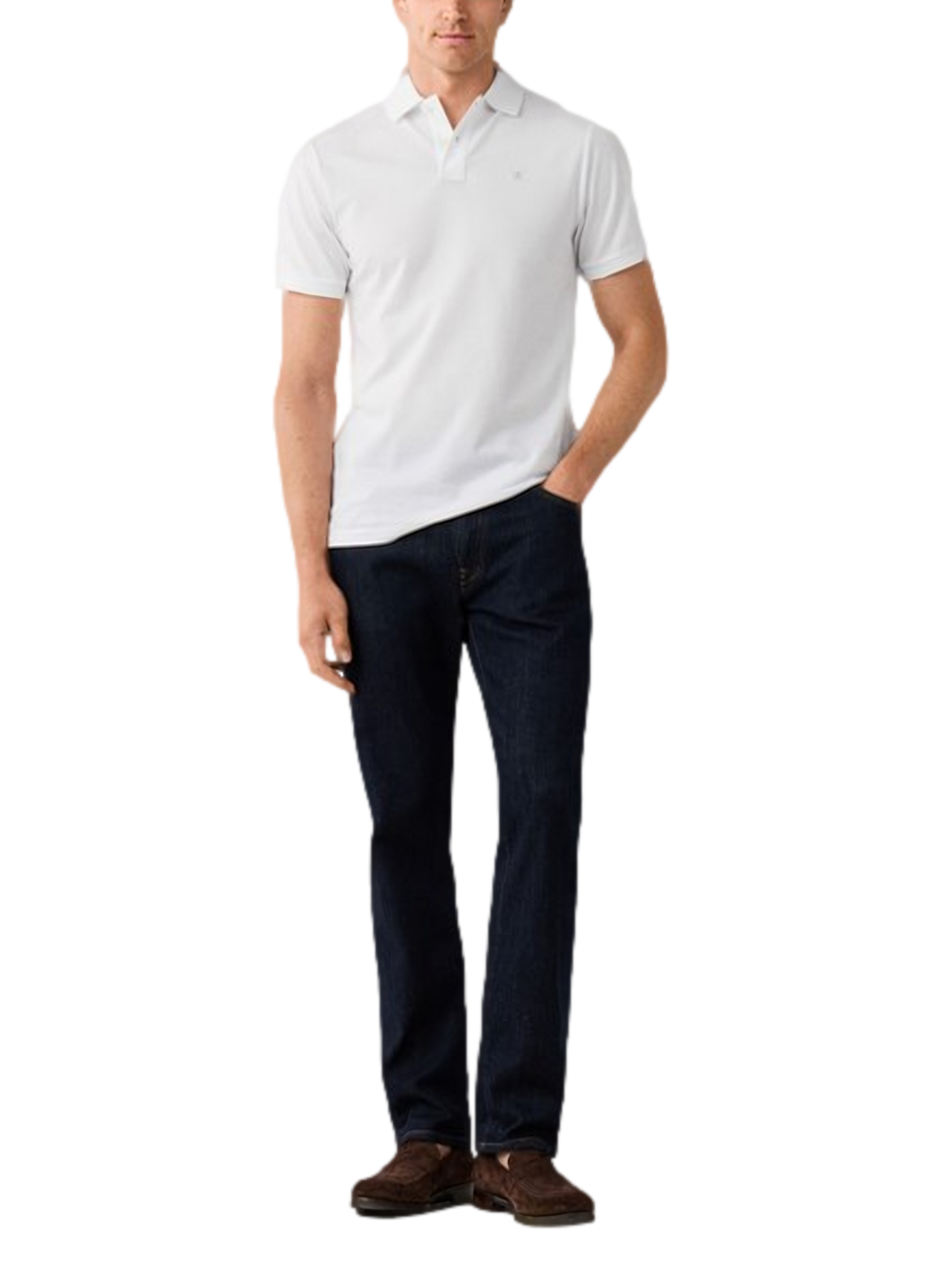 Polo droit à logo brodé en coton HACKETT Blanc