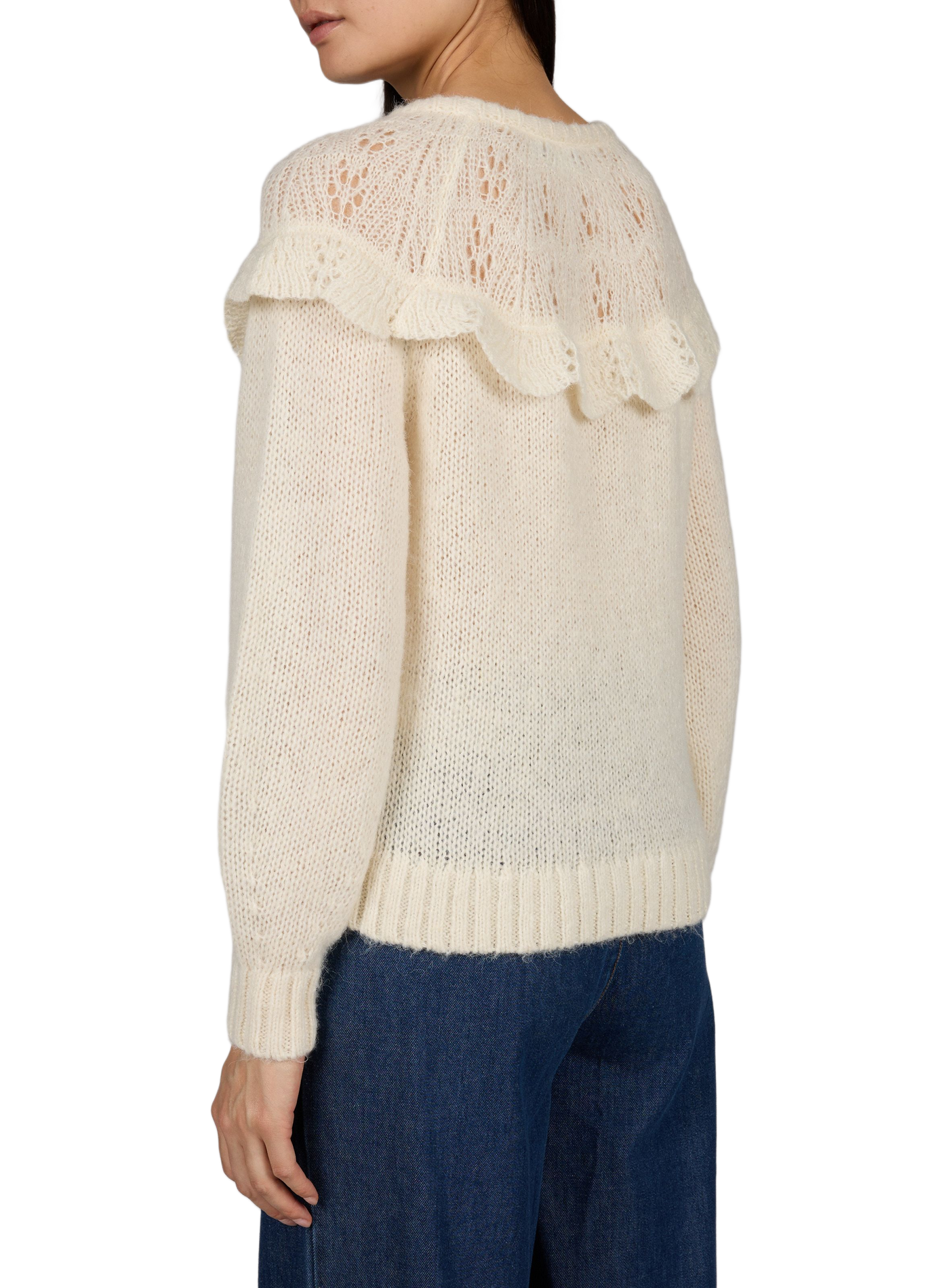Straight-fit crew-neck knit sweater VILA Beige