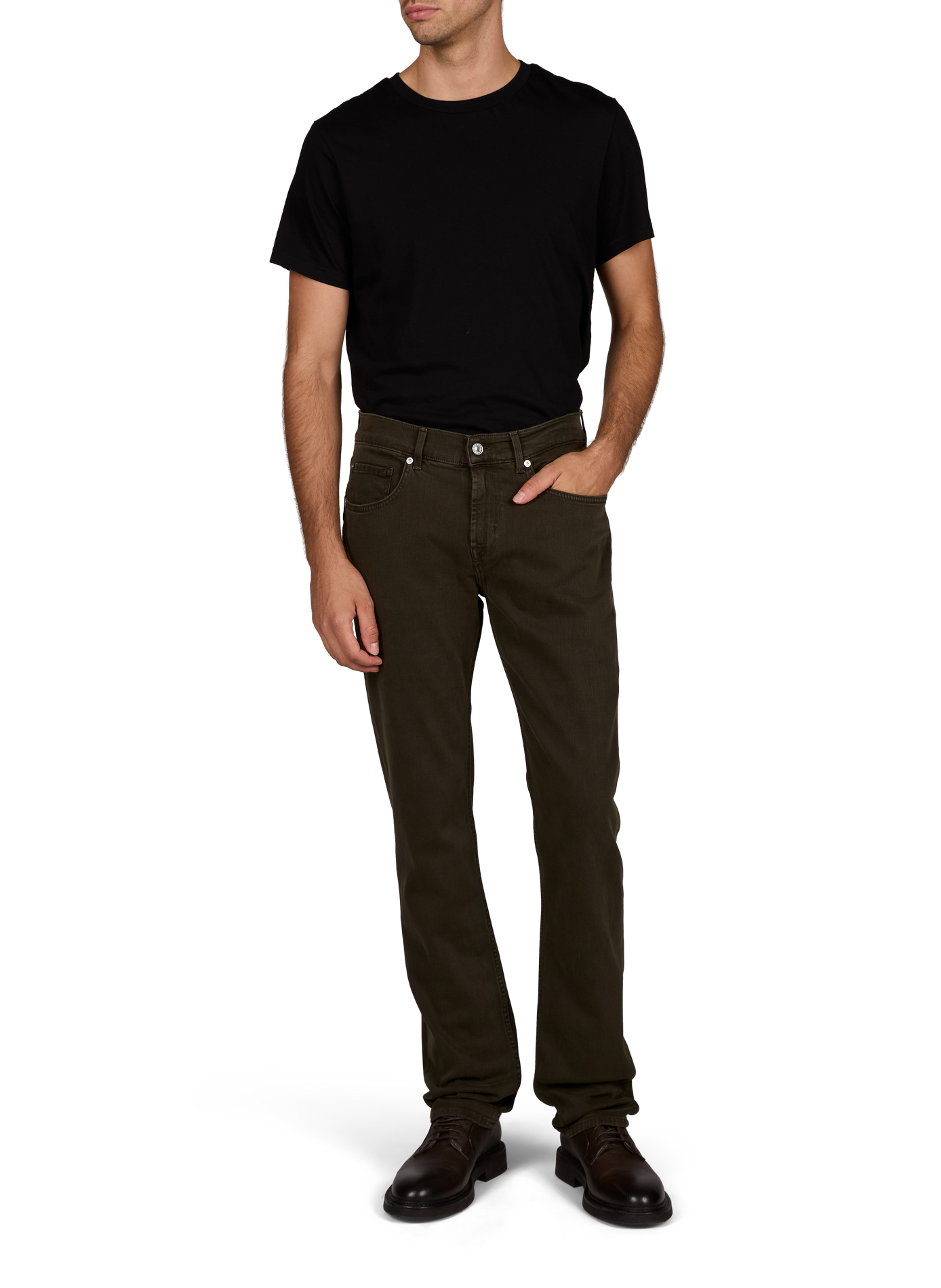 Rechte jeans met normale taille van gemengd katoen. 7 FOR ALL MANKIND Groen