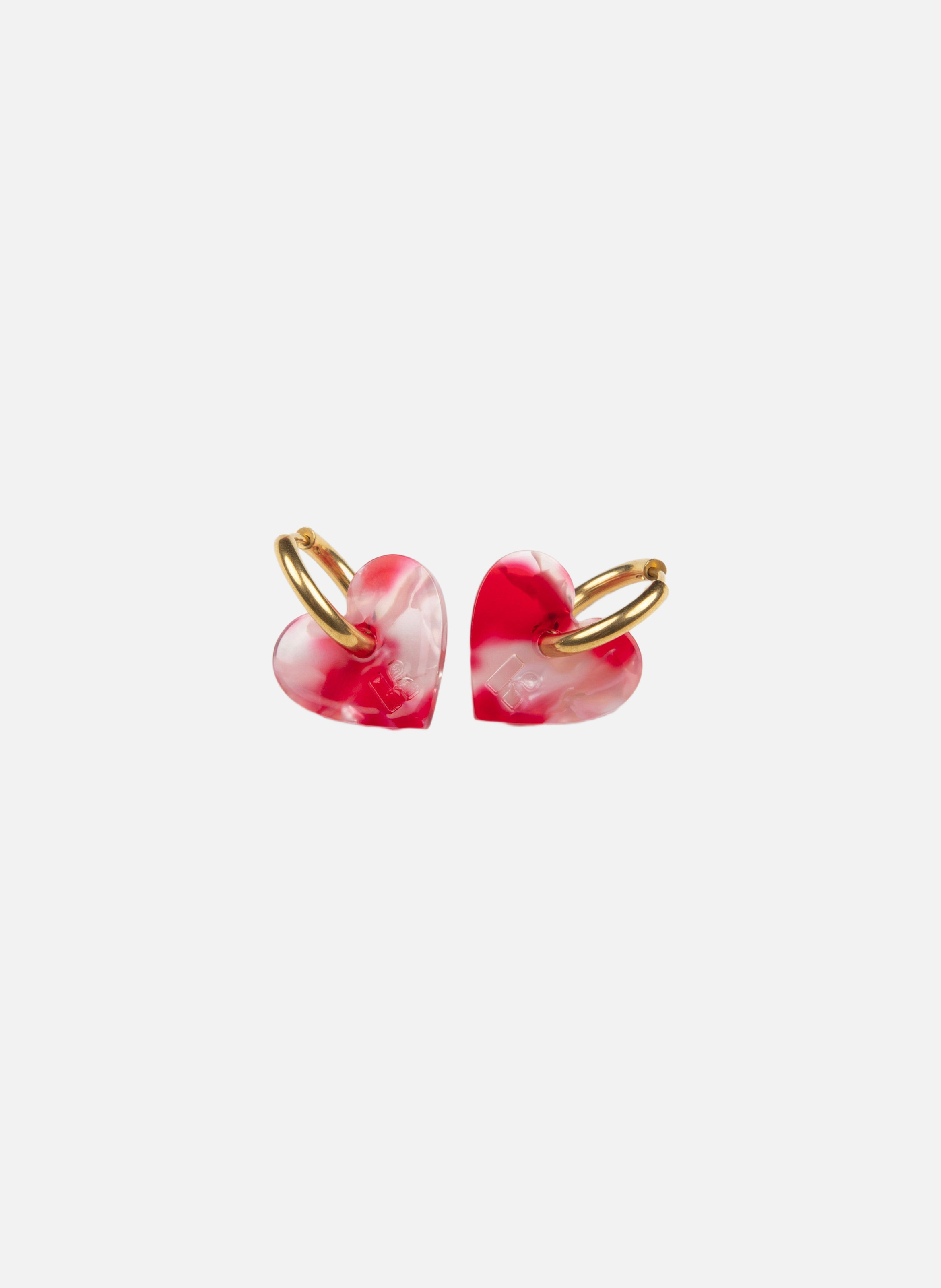 Boucles d'oreilles lova lova avec anneaux en acier inoxydable doré  Rouge