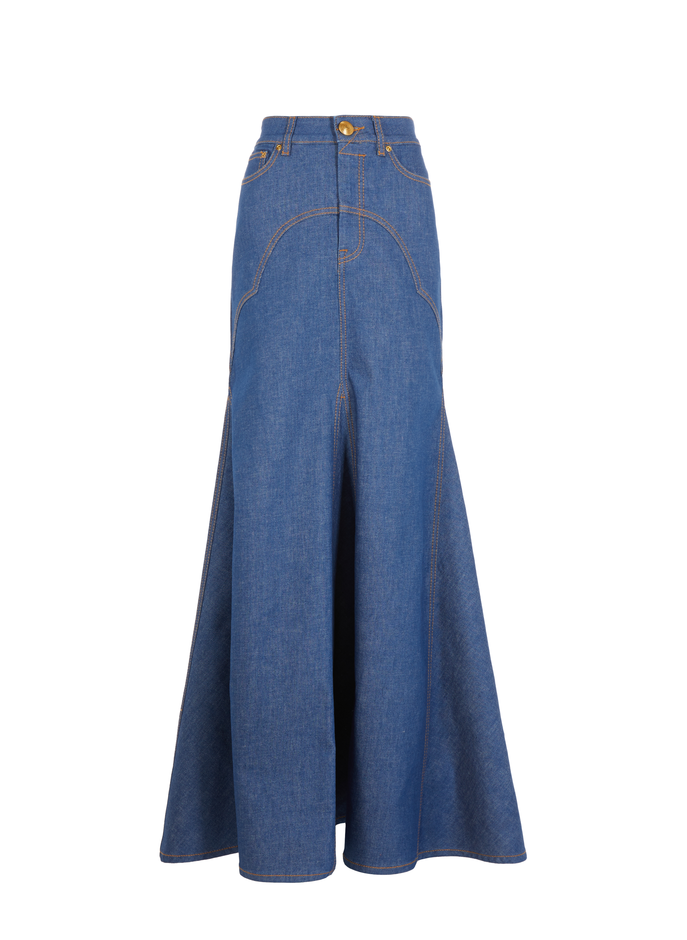 Jupe longue évasée en jean ZIMMERMANN Bleu