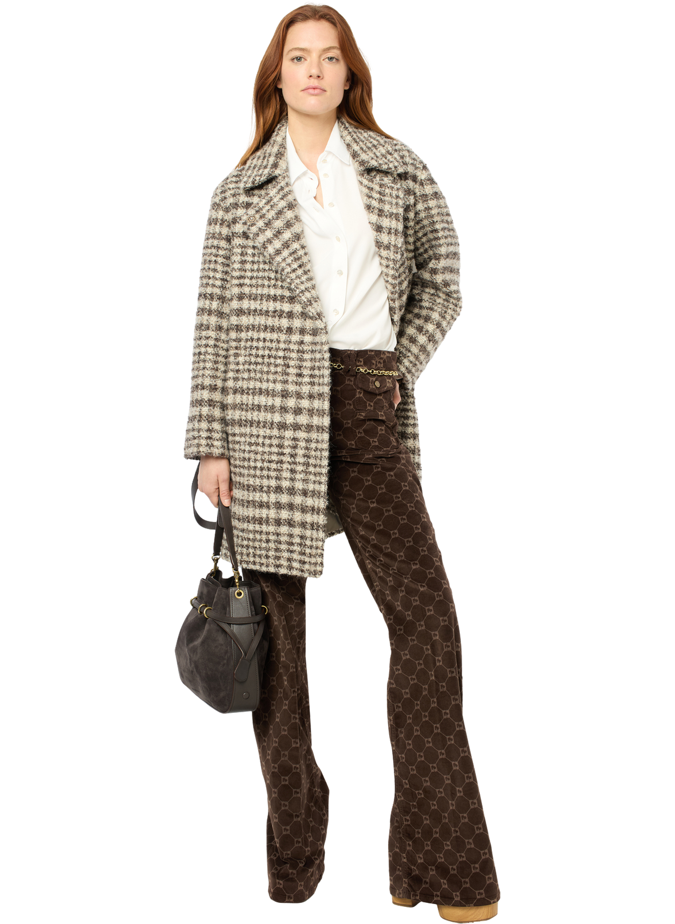 Manteau à carreaux - leopoldine GERARD DAREL Marron