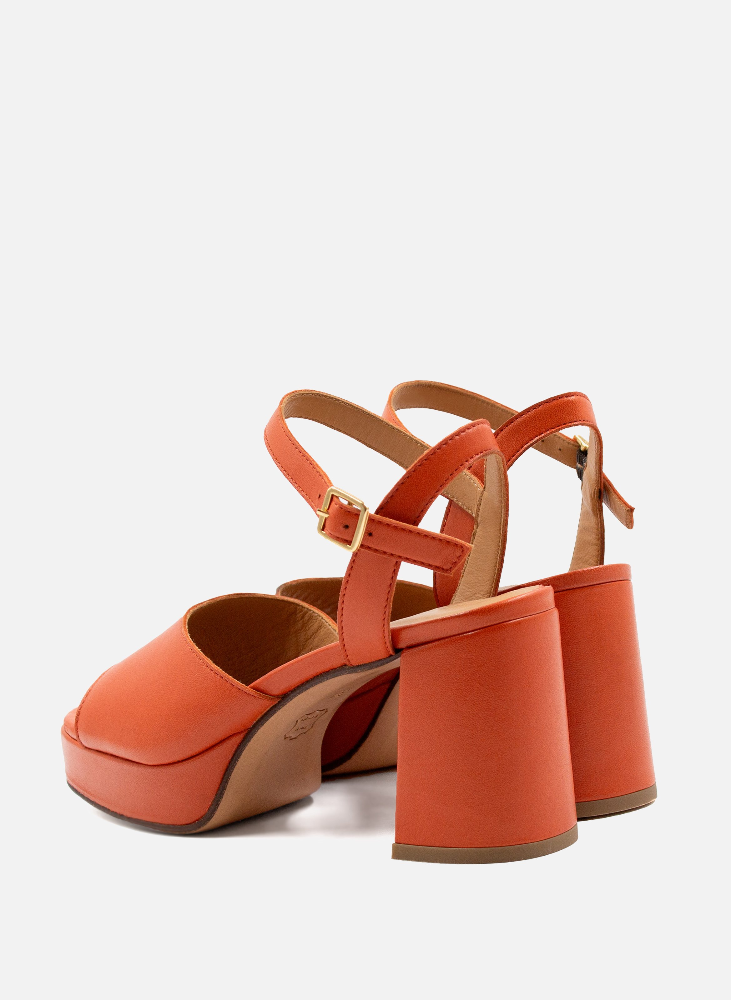 Sandales plateforme cuir lisse JULES & JENN Orange