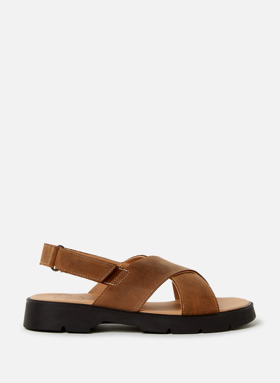 Sandales en cuir vieilli Ilot EC Marron by KLEMAN KLEMAN Sandales en cuir vieilli Ilot EC Marron