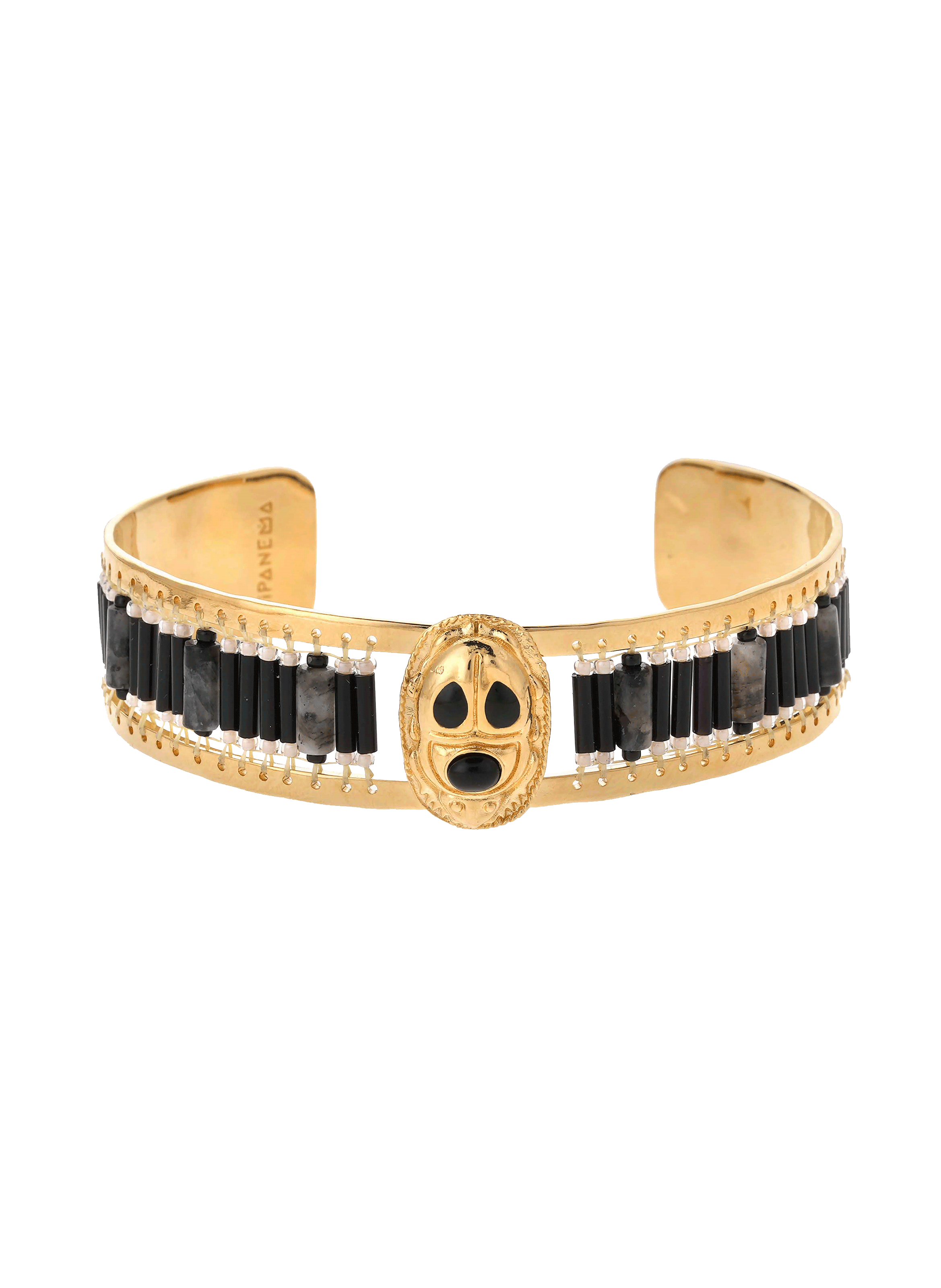 Bracelet jonc de perles tissées avec cabochon central kayanne HIPANEMA Noir