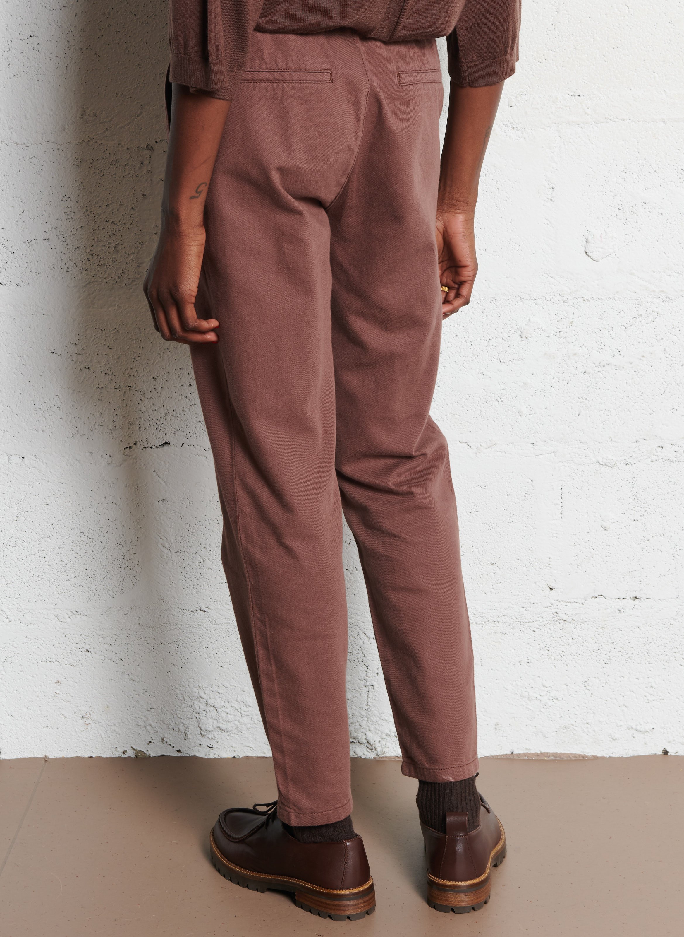 Pantalon chino 7/8ème en coton sabil MAISON 123 Marron