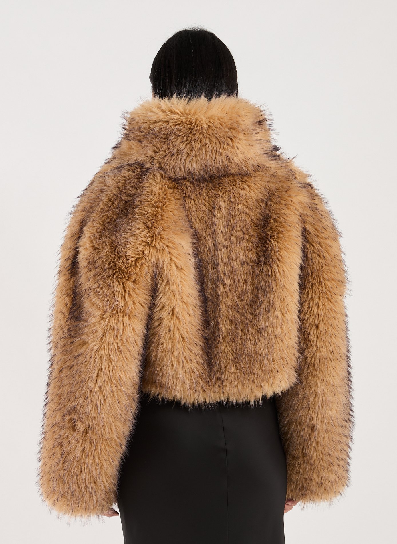 Veste col montant en fourrure ROTATE Beige