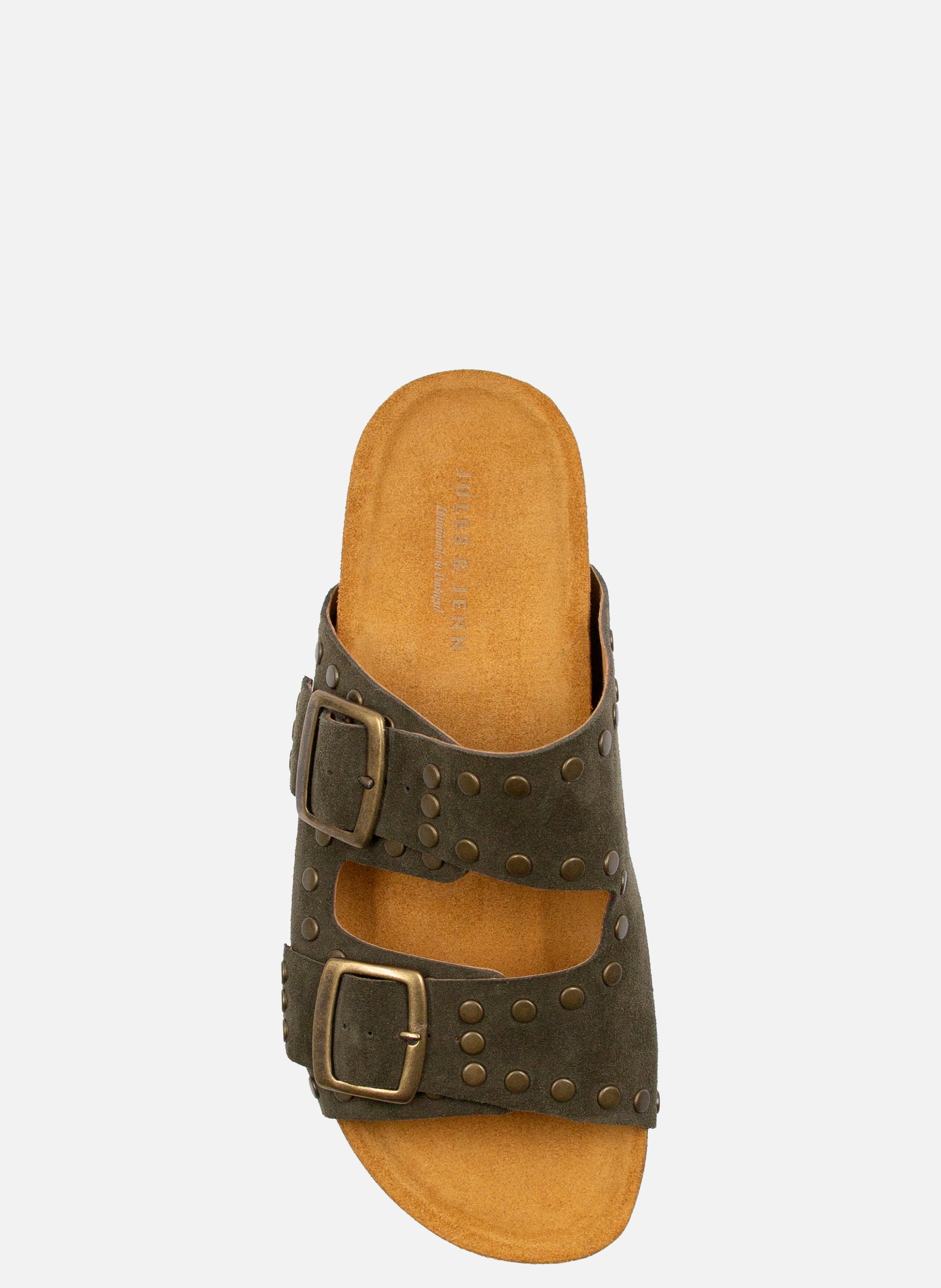 Mules liège clous cuir daim JULES & JENN Vert