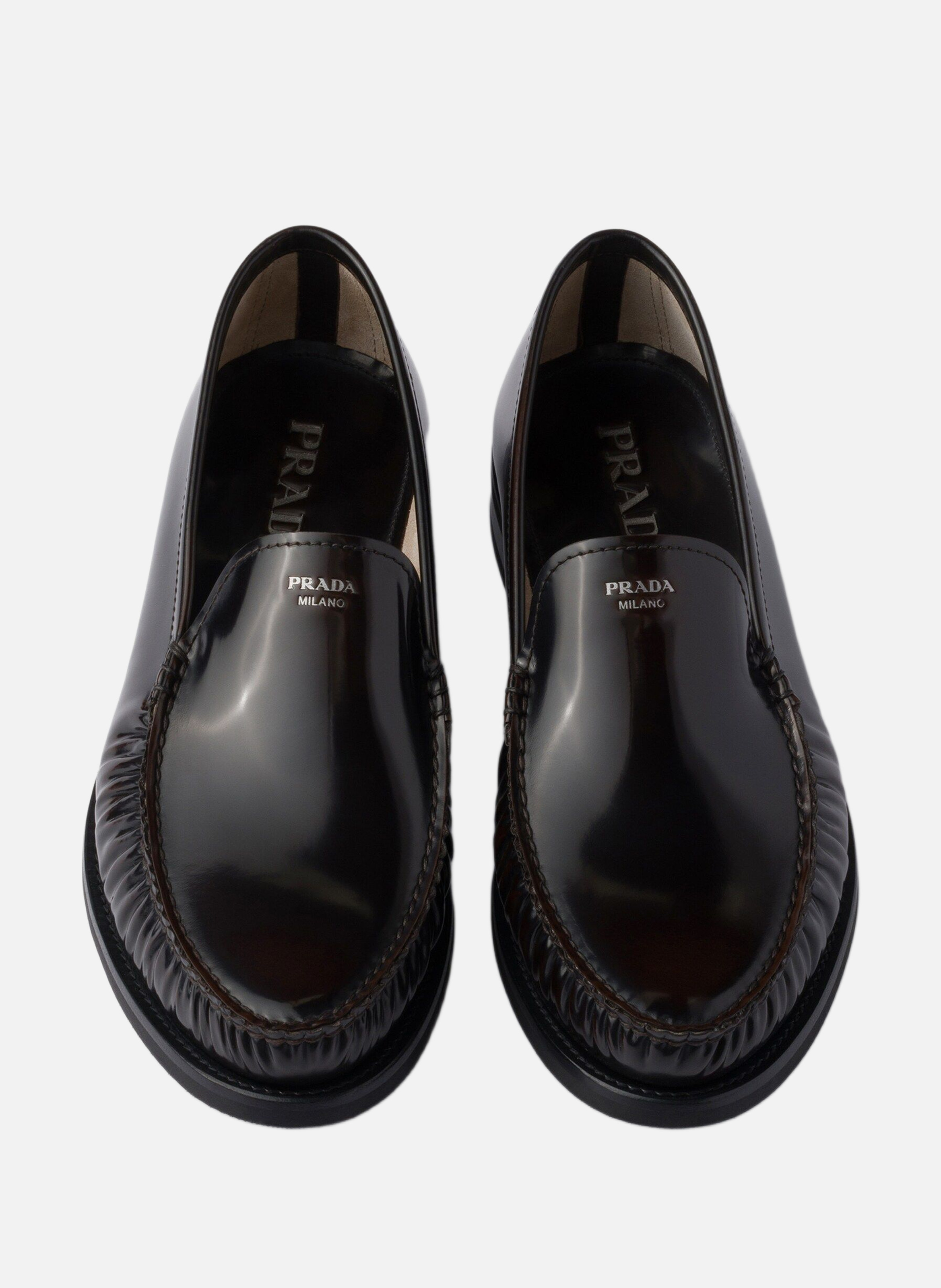 Mocassins en cuir brossé PRADA Marron