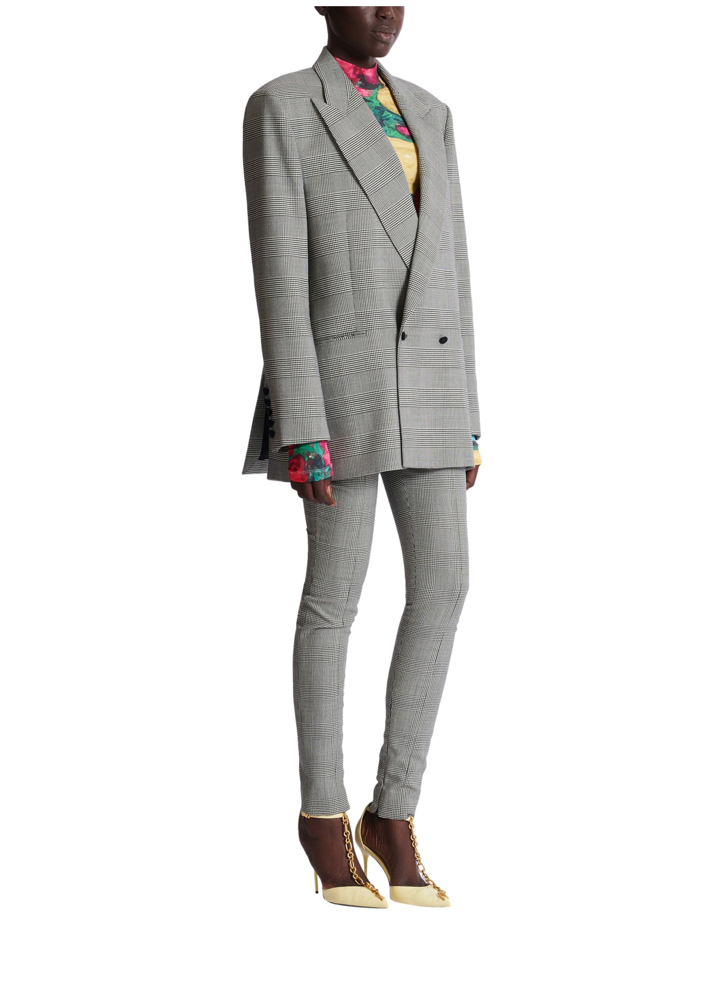 Veste ample en jacquard prince de galles BALMAIN Noir