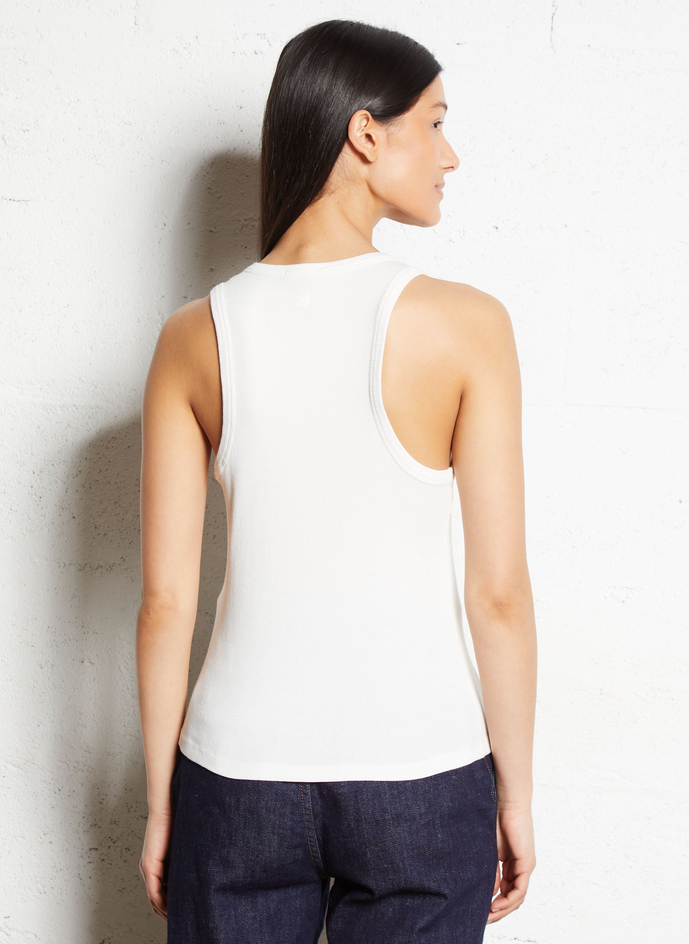 Débardeur col rond en coton IKKS Blanc