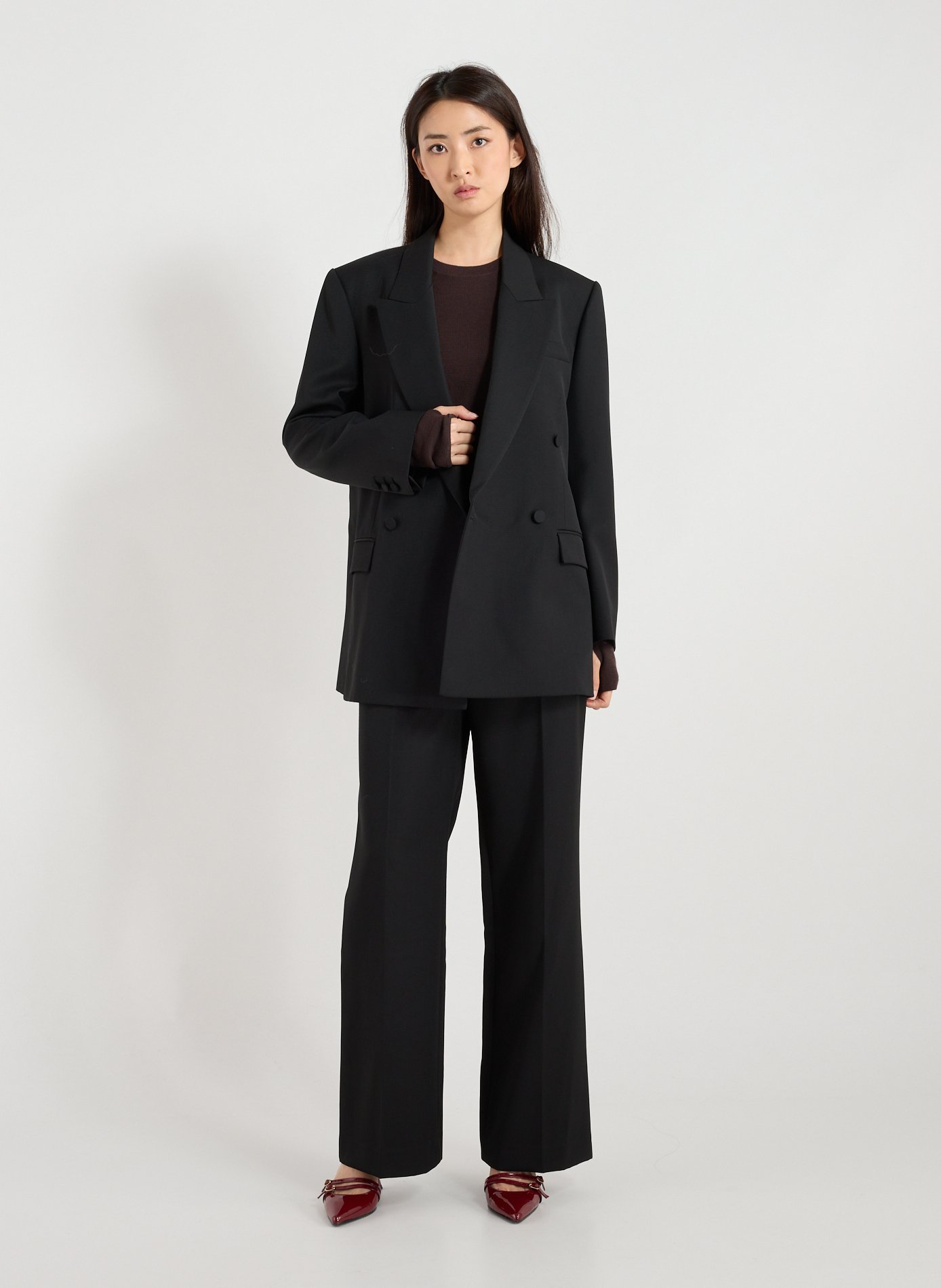 Straight wool-blend trousers  R2W Black