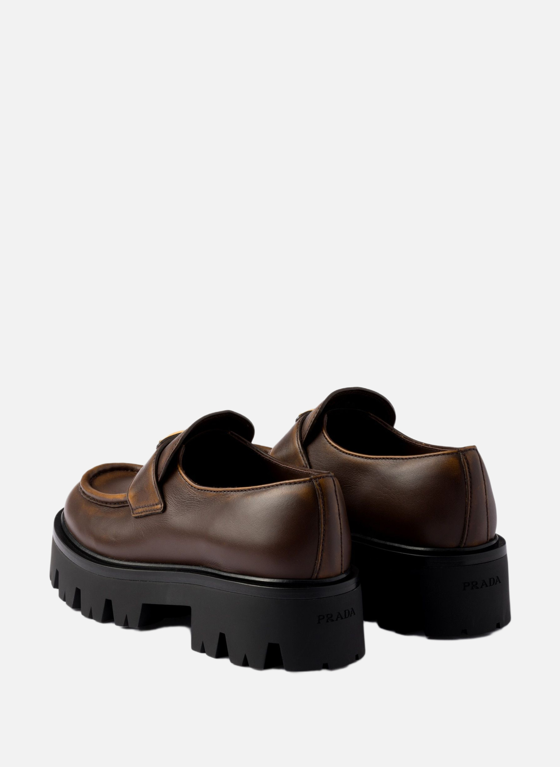 Mocassins en cuir PRADA Marron