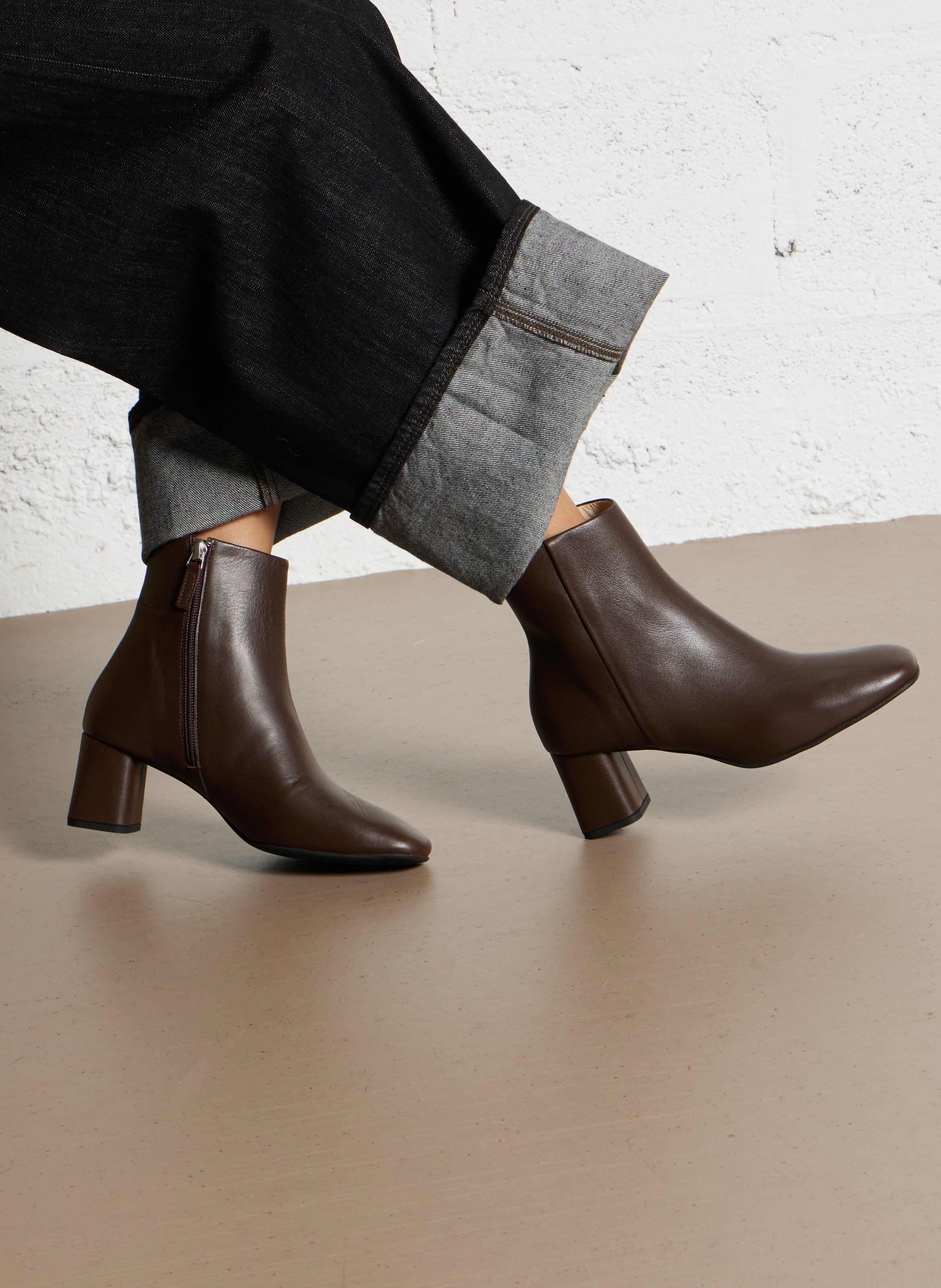 Bottines à talons en cuir REPETTO Marron