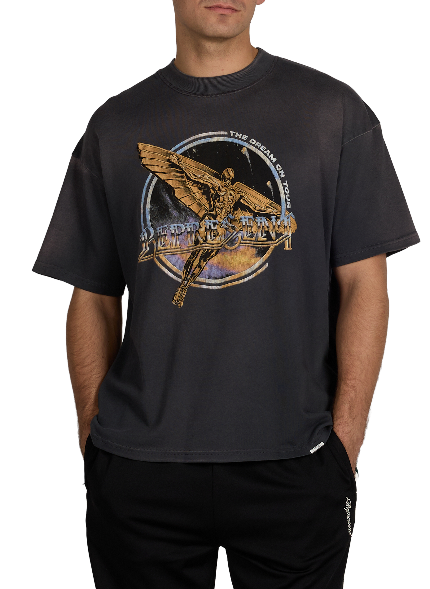 Oversized Dream On cotton T-shirt REPRESENT Grey