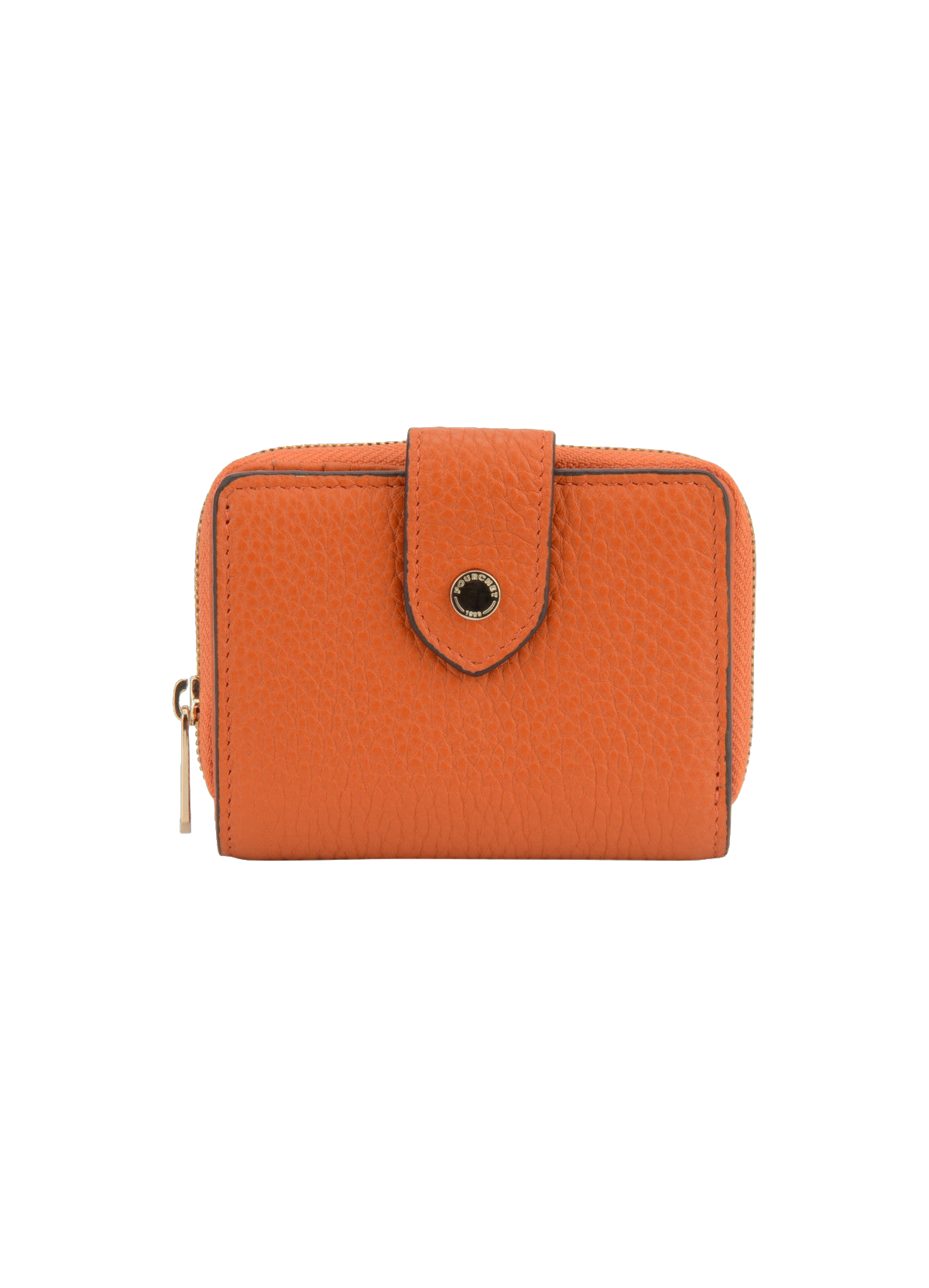 Club | porte monnaie à rabat en cuir de veau POURCHET Orange