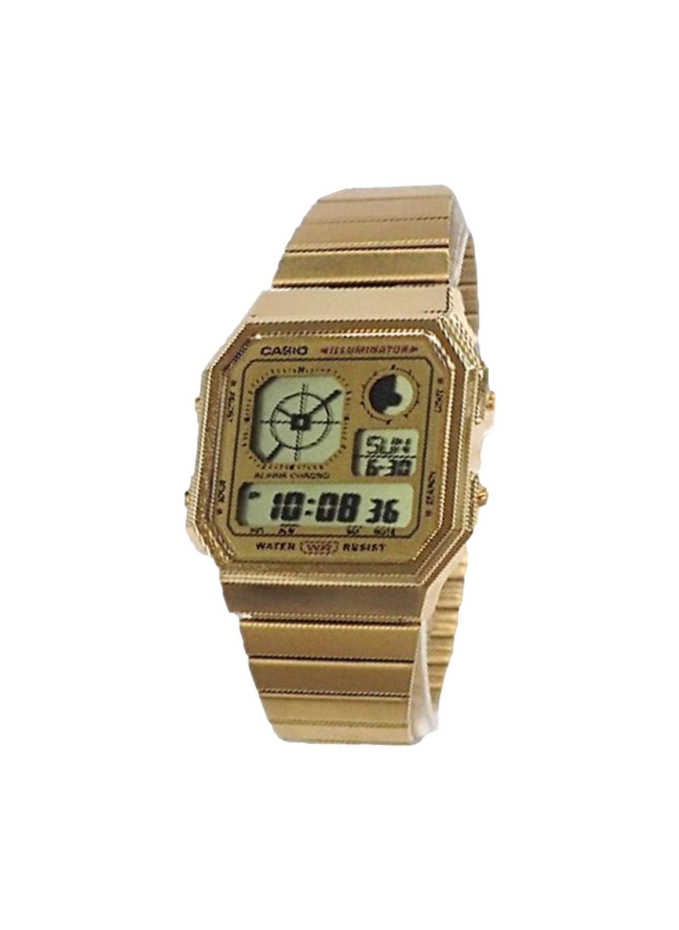 Montre double affichage acier inoxydable CASIO Doré