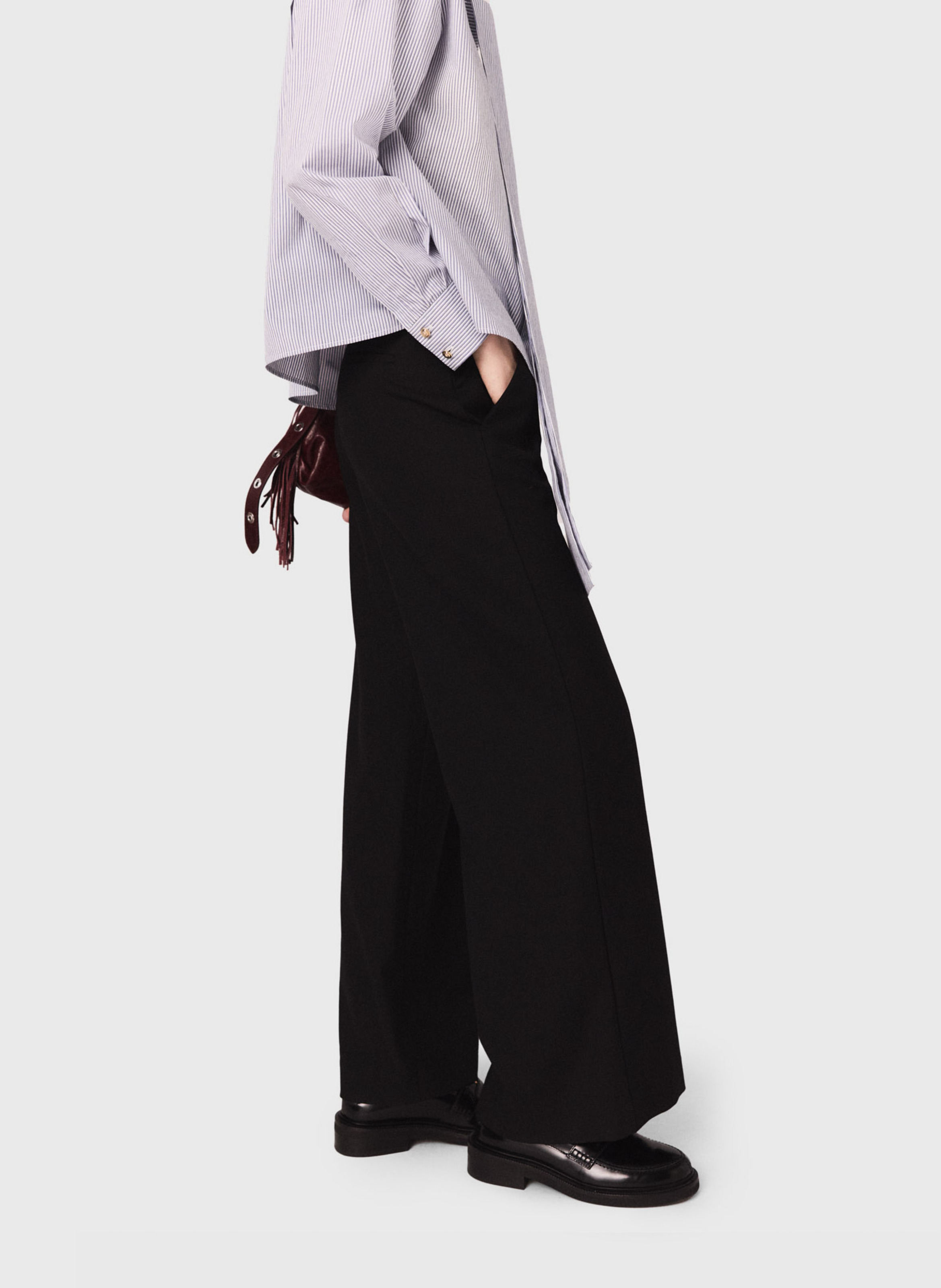 Pantalon flare en laine mélangée MAJE Noir