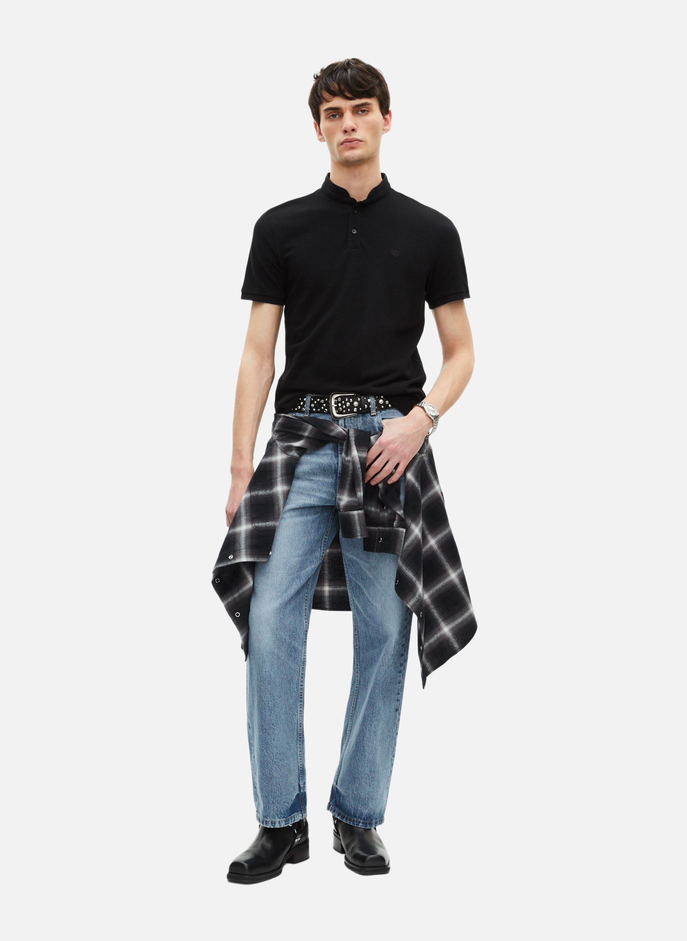 Polo en coton col officier THE KOOPLES Noir