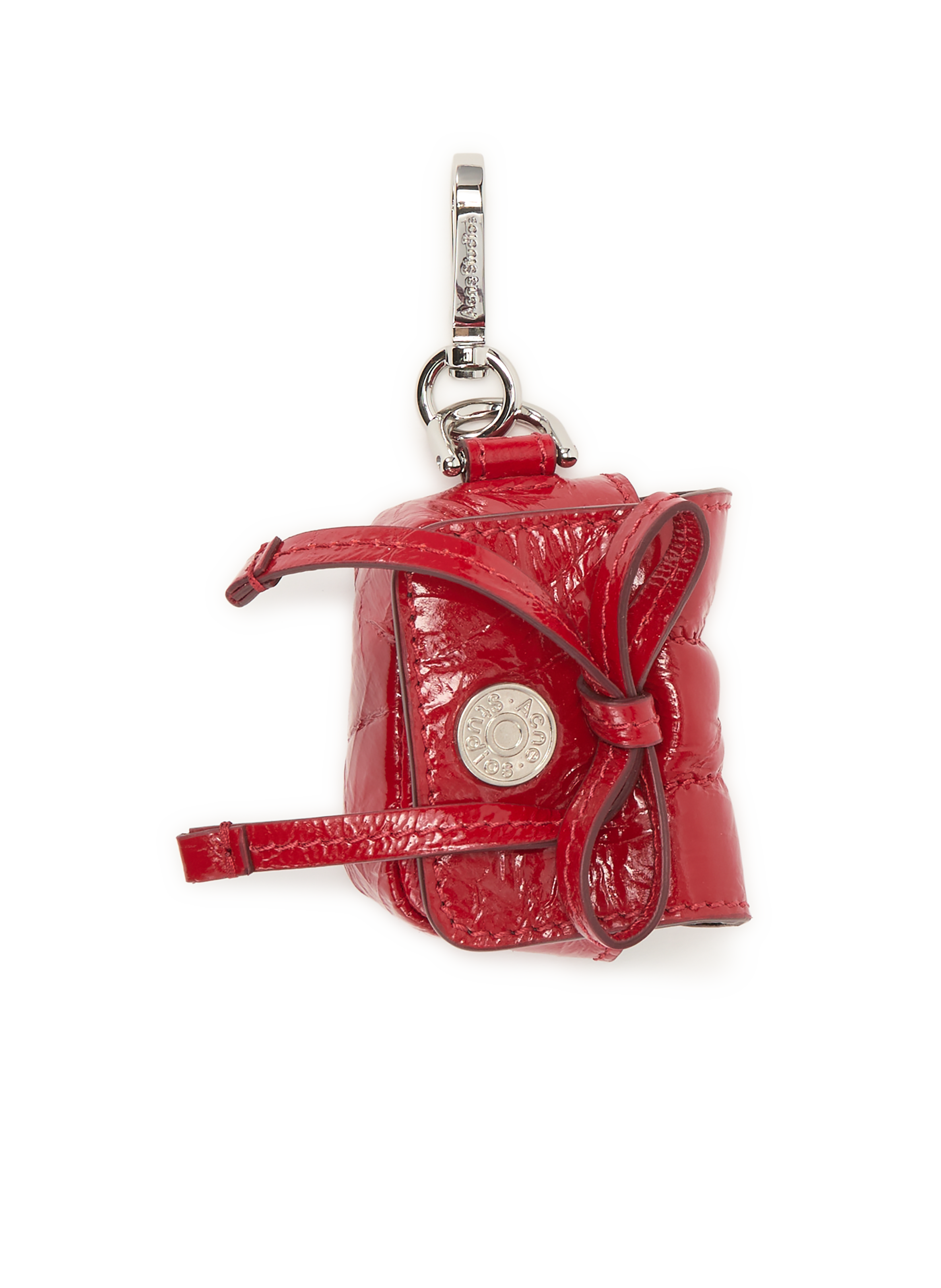 Etui pour écouteurs forme porte-monnaie verni en cuir mélangé ACNE STUDIOS Rouge